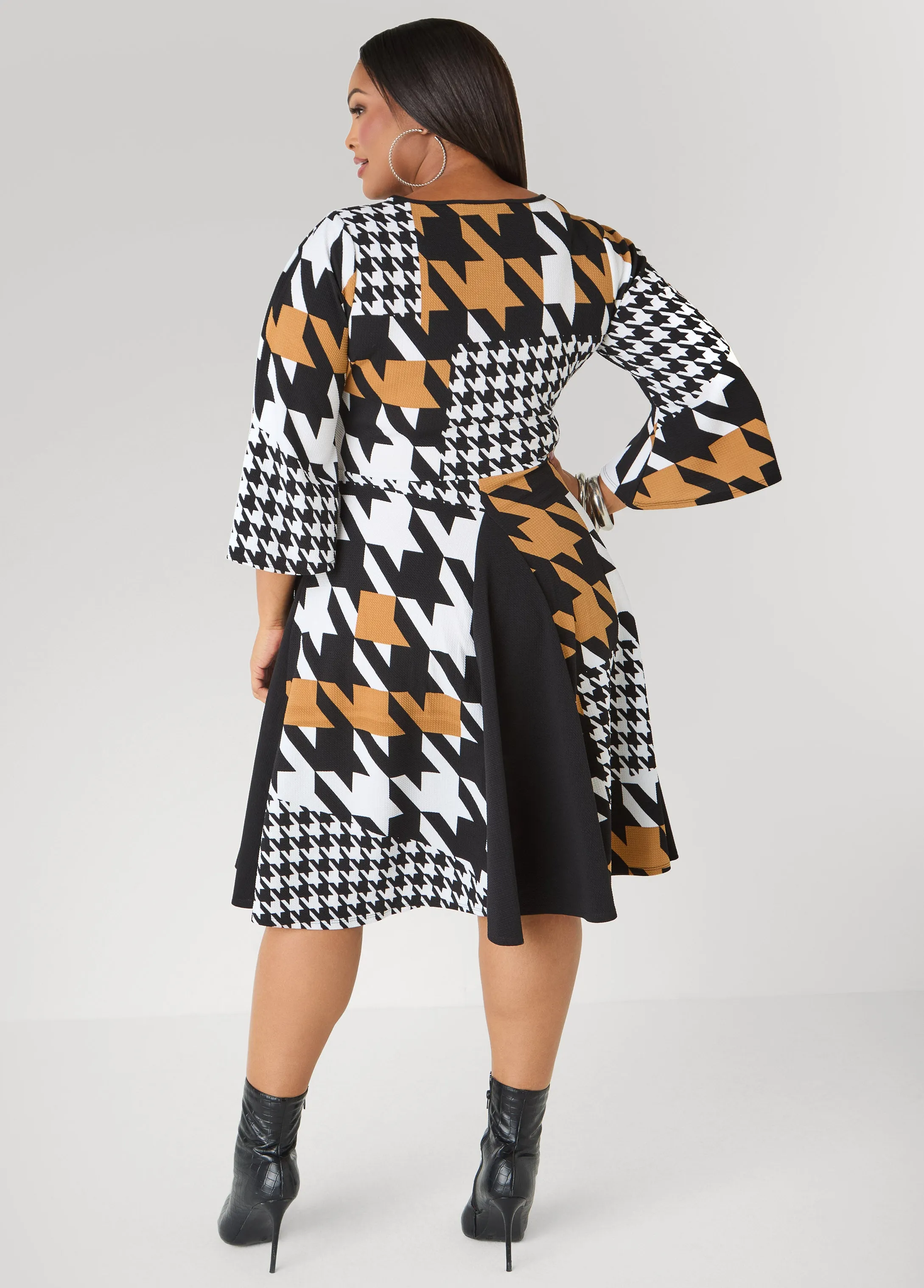 Houndstooth A Line Dress sold by Ashley Stewart product image thumbnail 2