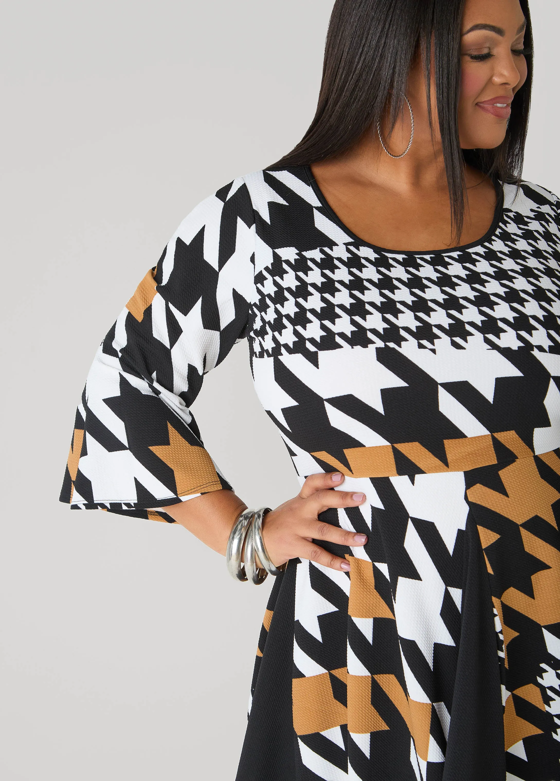 Houndstooth A Line Dress sold by Ashley Stewart product image thumbnail 4
