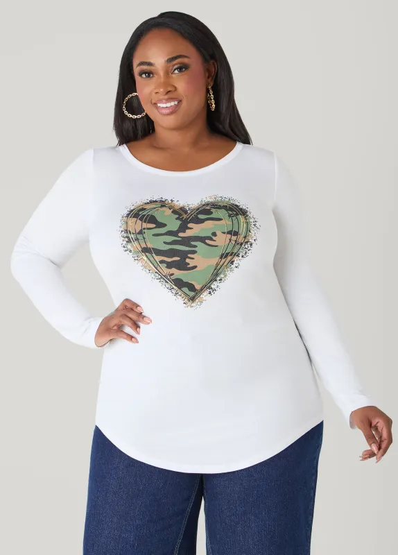 Camo Heart Graphic Tee made by Ashley Stewart