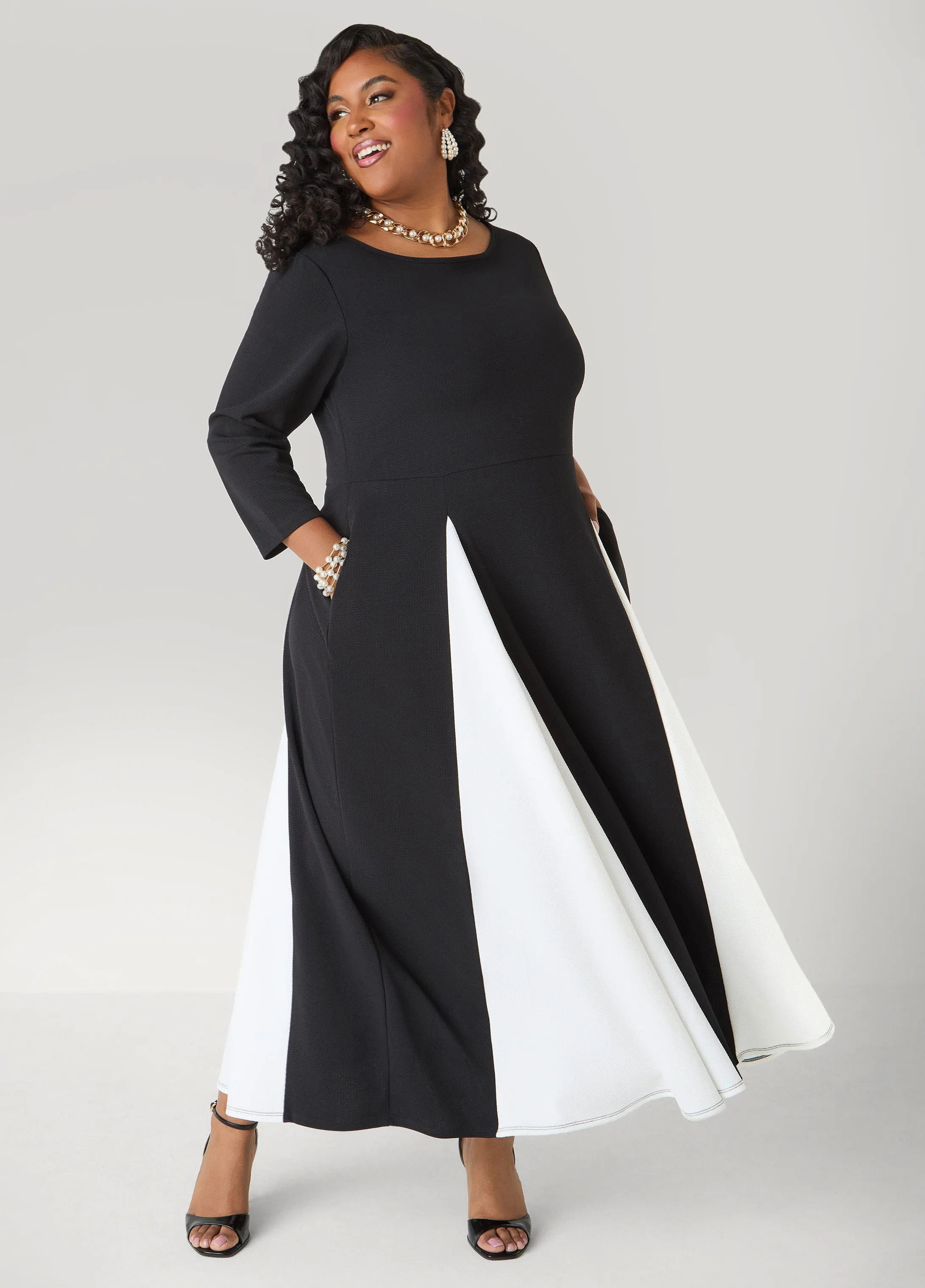 Tall Two Tone A Line Maxi Dress sold by Ashley Stewart product image thumbnail 4