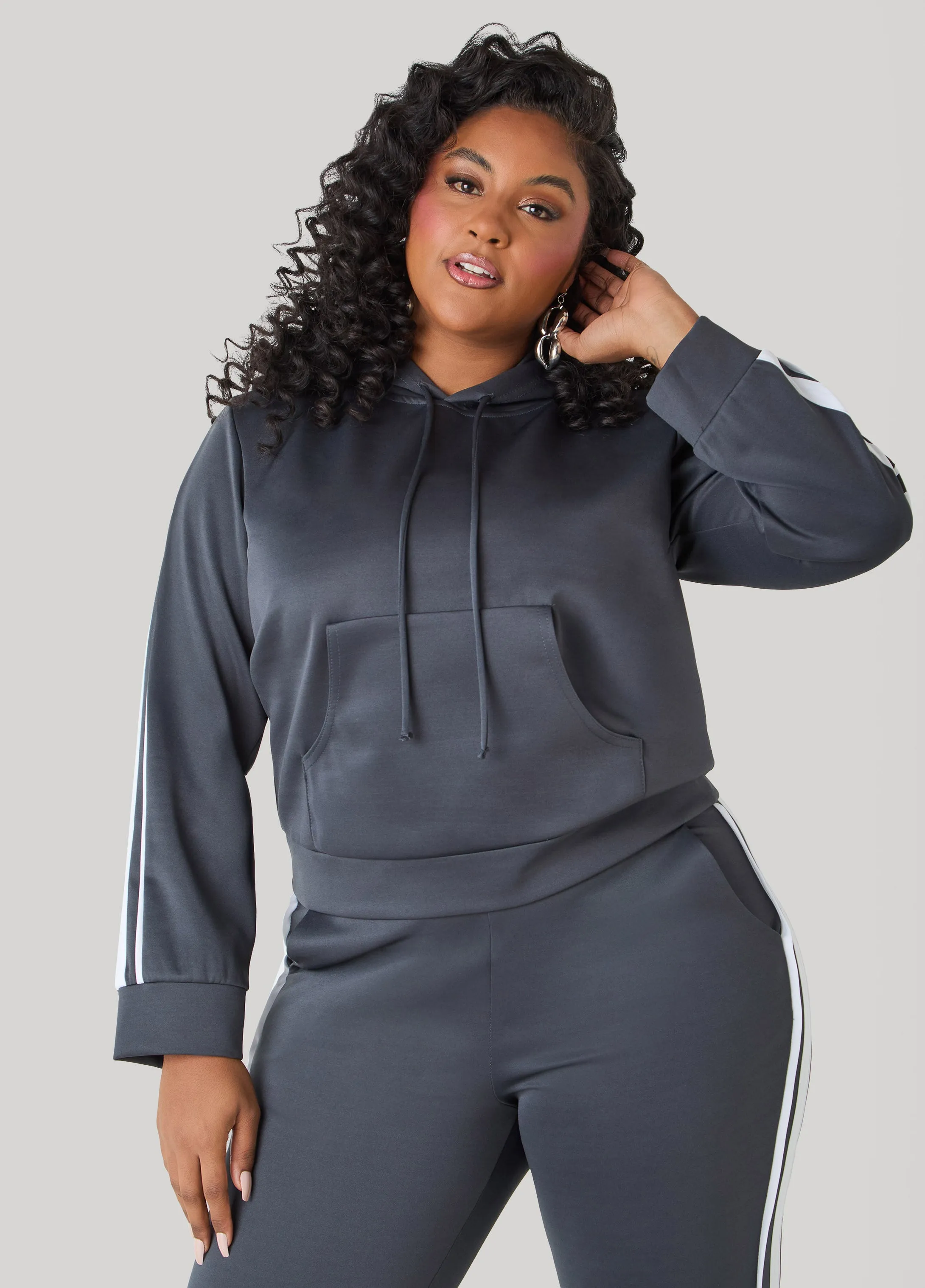 Striped Drawstring Hoodie sold by Ashley Stewart product image thumbnail 4