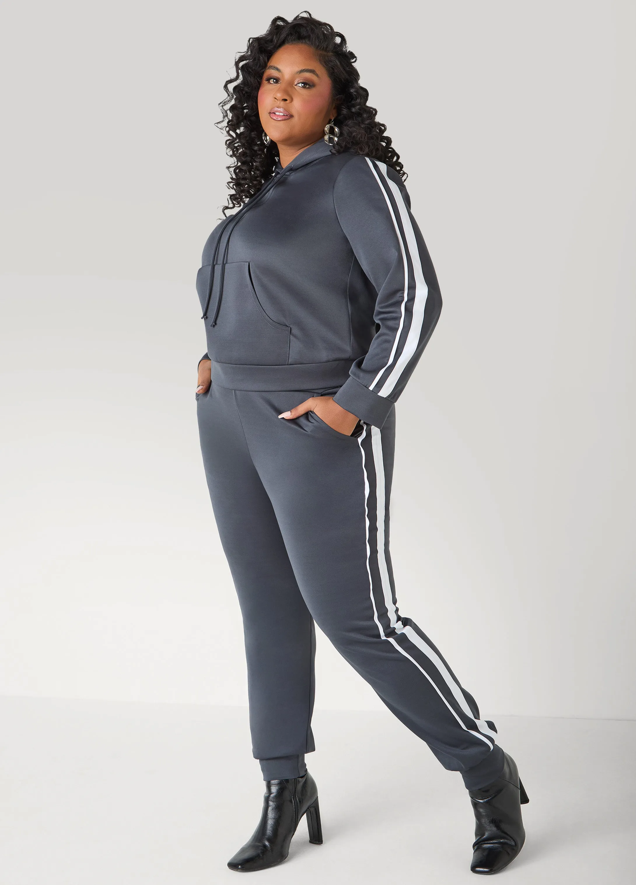 Striped Drawstring Hoodie sold by Ashley Stewart product image thumbnail 3