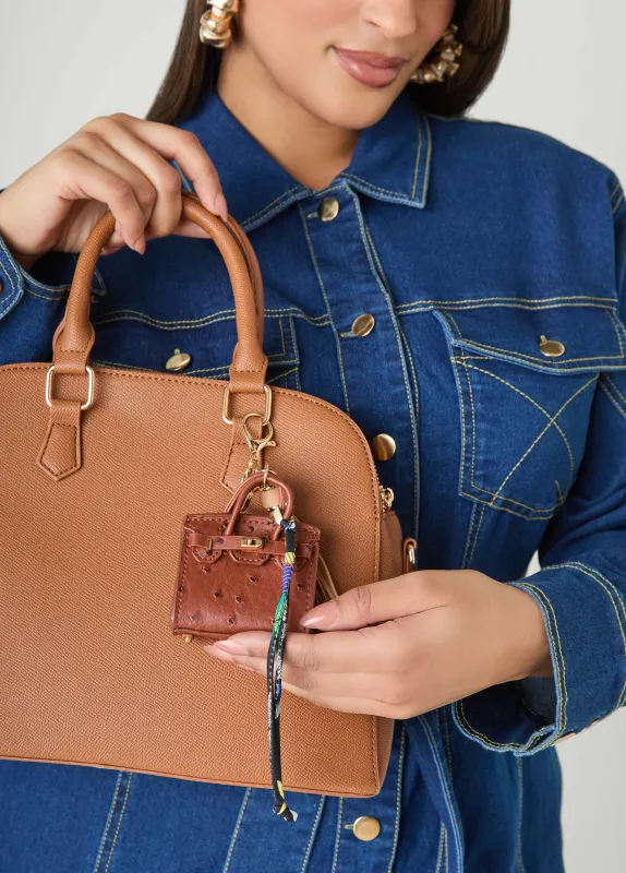 Ostrich Effect Tasseled Bag Charm sold by Ashley Stewart