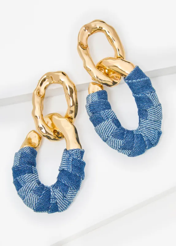Denim Chain Link Earrings made by Ashley Stewart