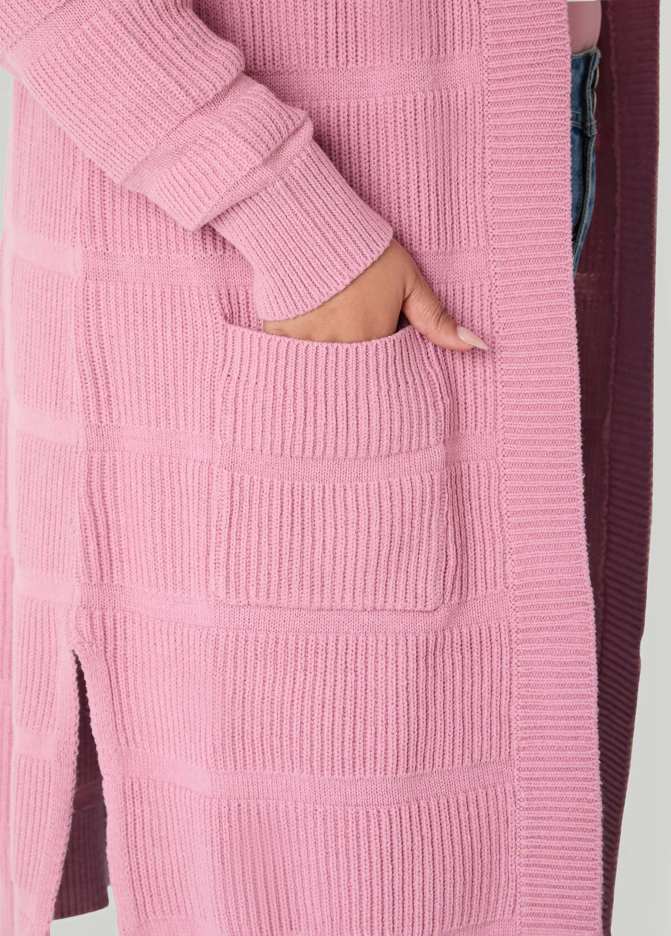 Hooded Ribbed Knit Duster sold by Ashley Stewart product image thumbnail 4