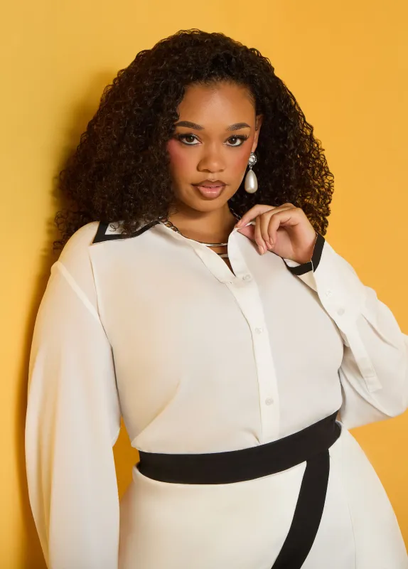 Two Tone Crepe Shirt sold by Ashley Stewart