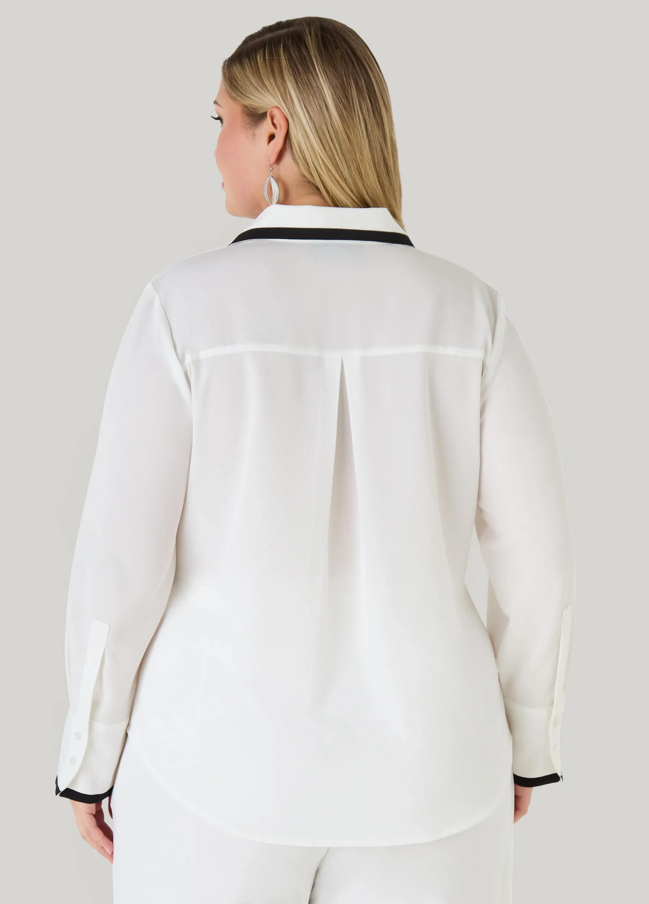 Two Tone Crepe Shirt sold by Ashley Stewart product image thumbnail 2