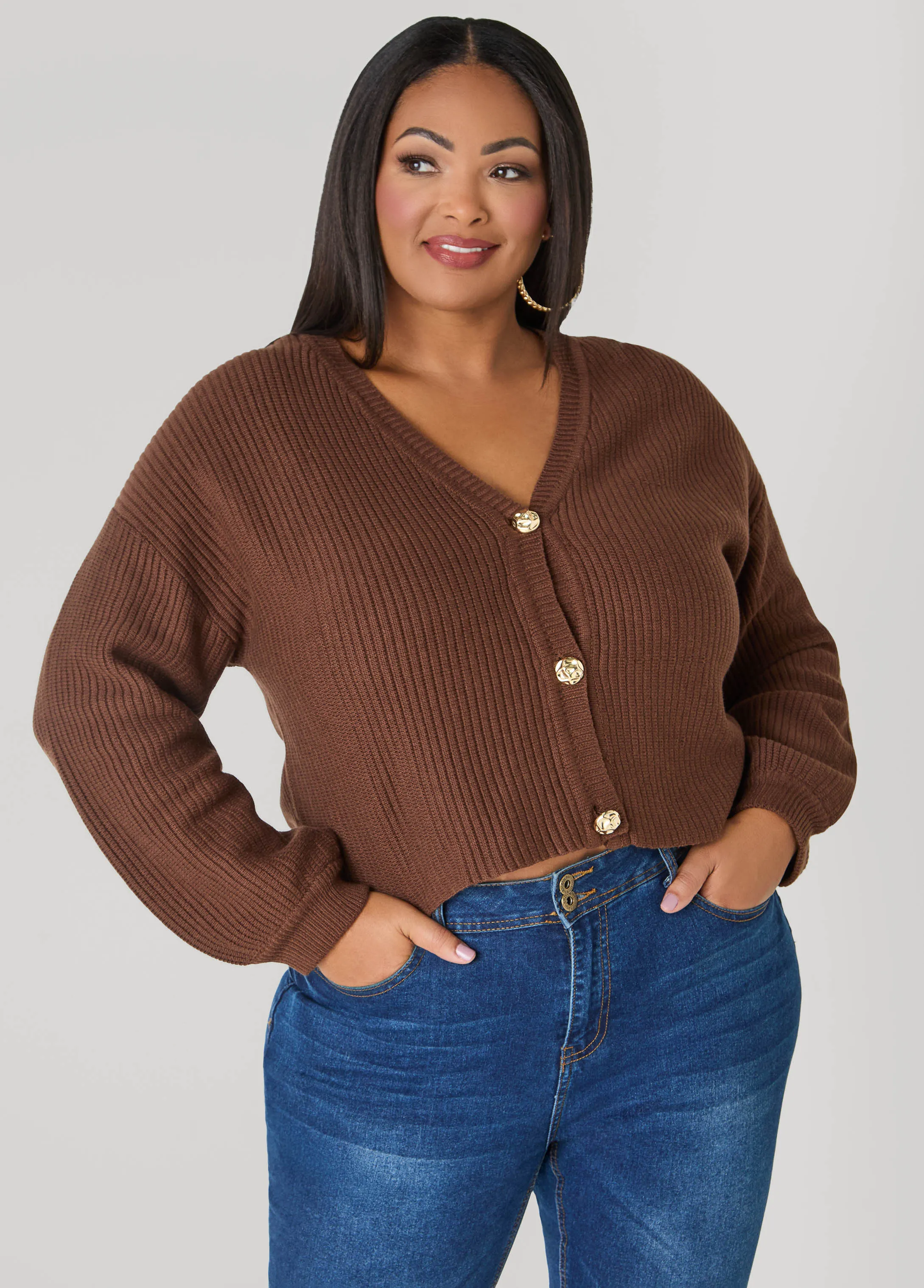 Cropped Ribbed Knit Sweater sold by Ashley Stewart
