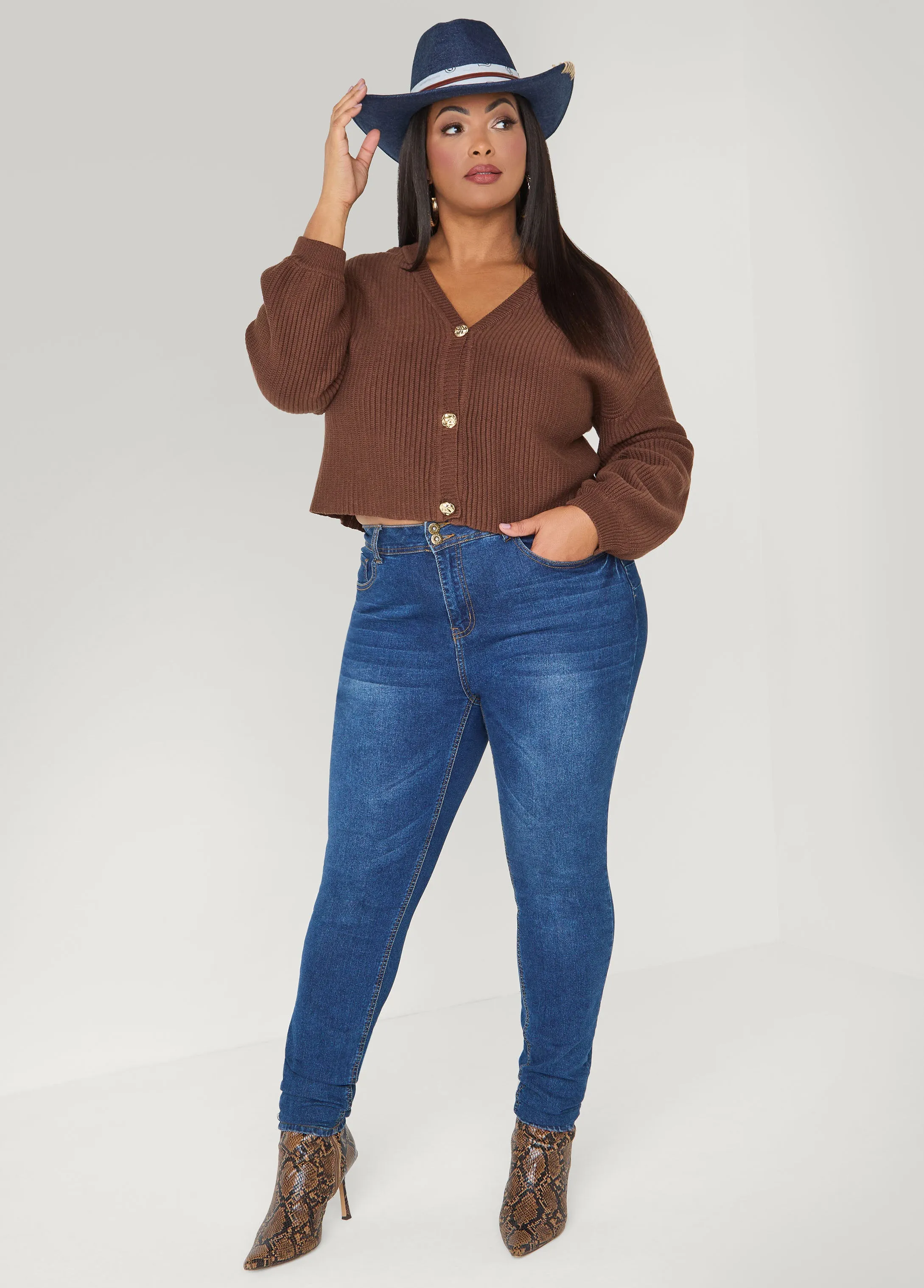 Cropped Ribbed Knit Sweater sold by Ashley Stewart product image thumbnail 5