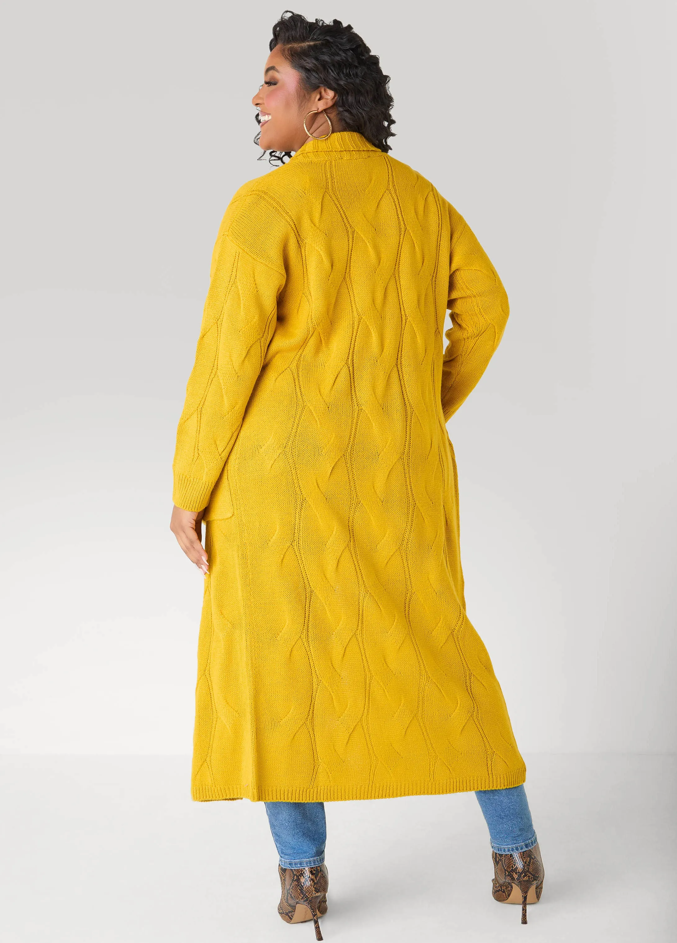 Open Front Cable Knit Duster sold by Ashley Stewart product image thumbnail 2