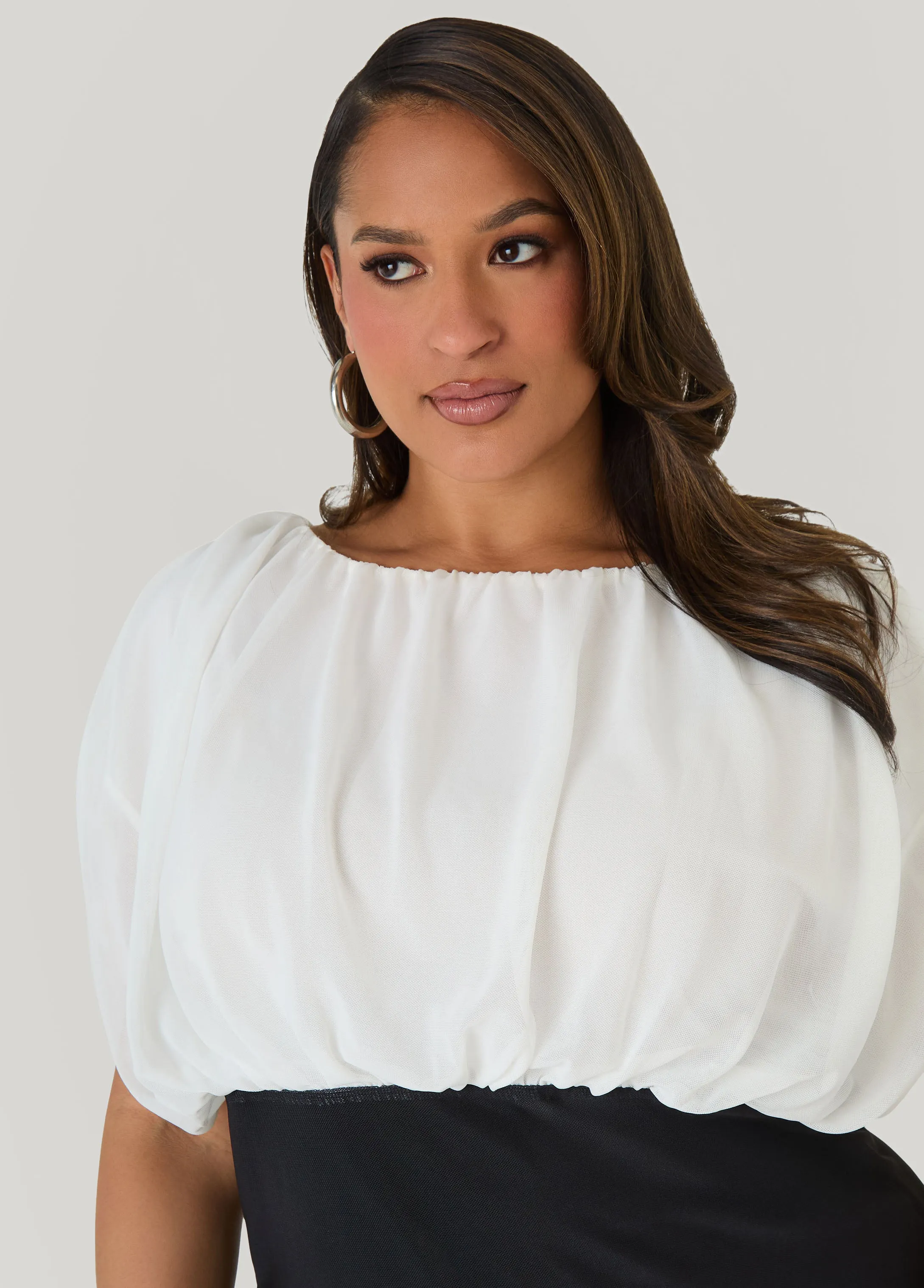 Two Tone Draped Mesh Top sold by Ashley Stewart product image thumbnail 4