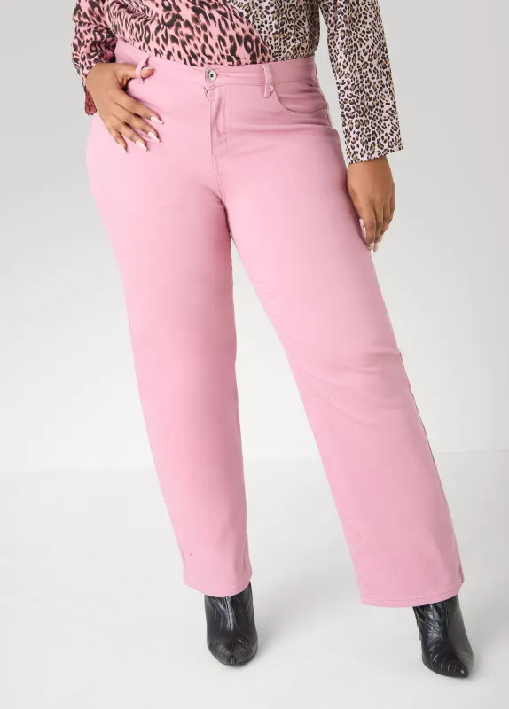 Mid Rise Straight Leg Jeans sold by Ashley Stewart
