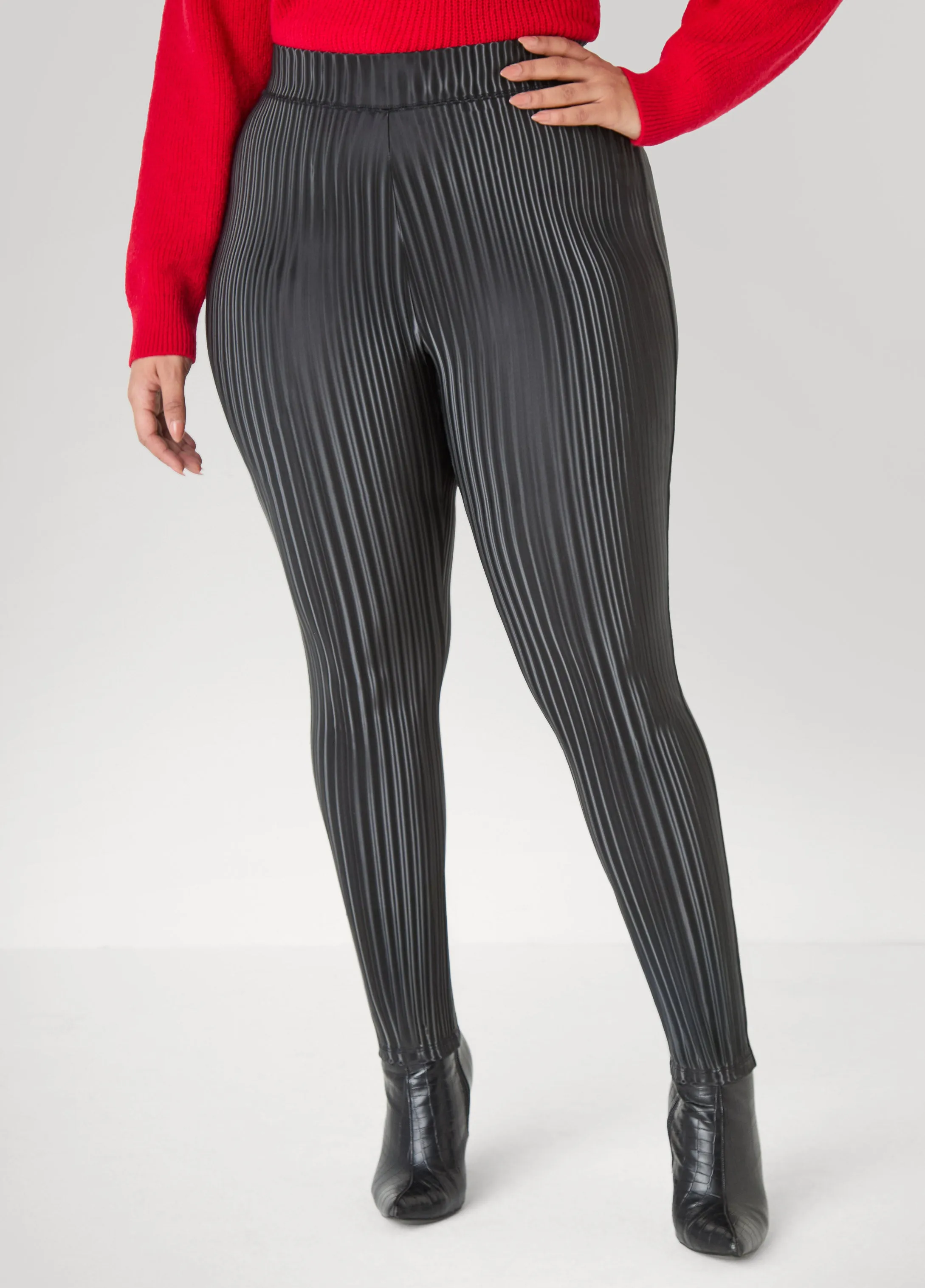 Striped Liquid Leggings sold by Ashley Stewart