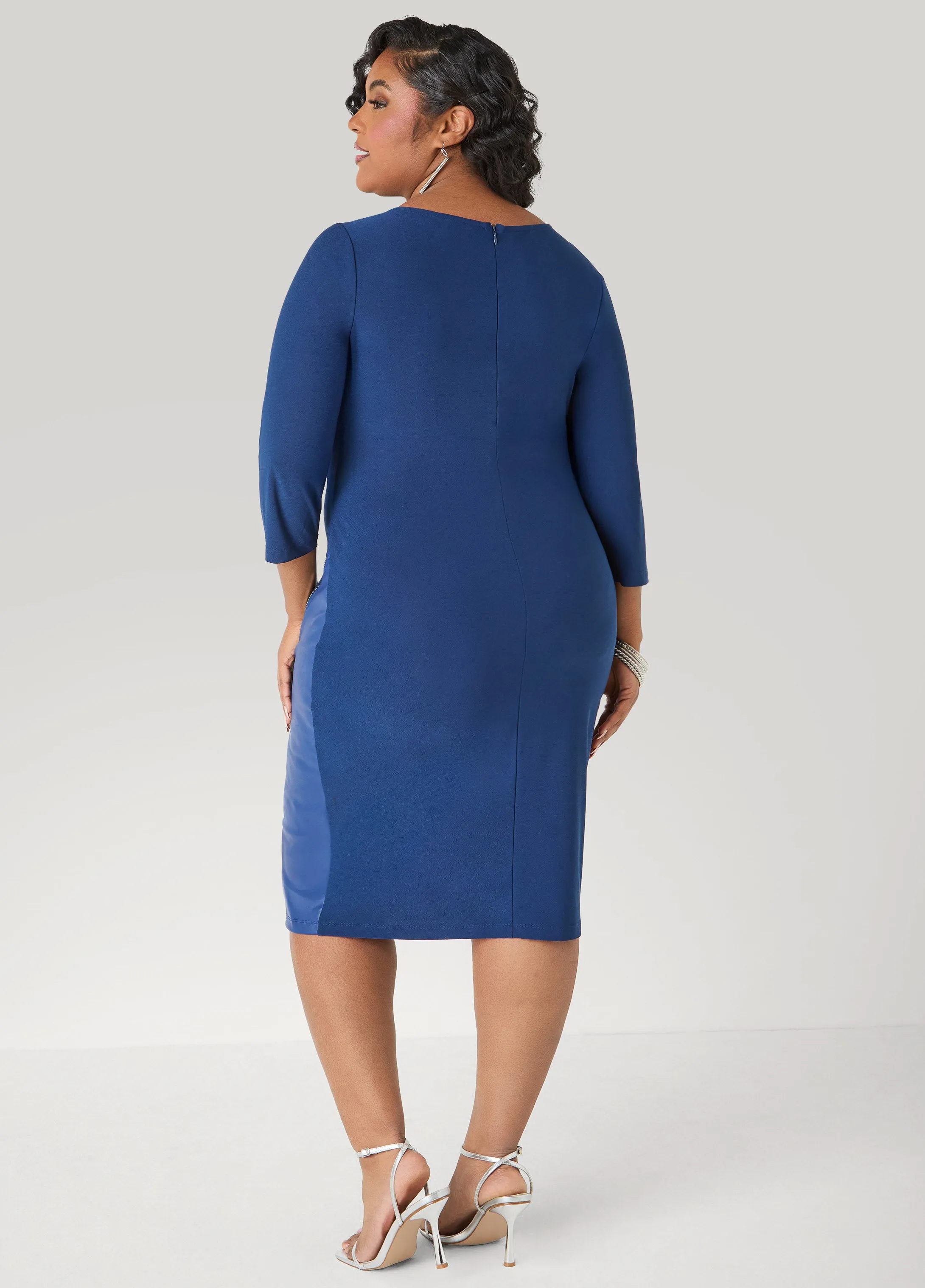 Paneled Zip Detailed Sheath Dress sold by Ashley Stewart product image thumbnail 2