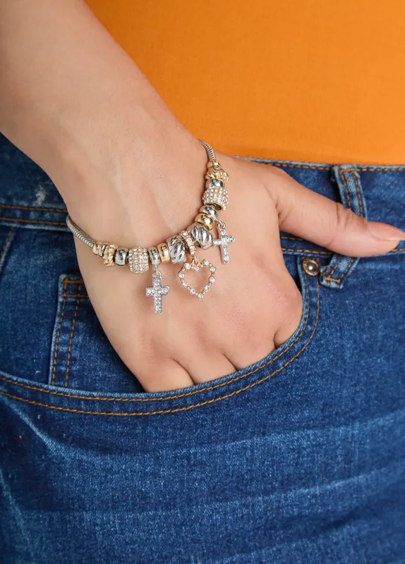Heart And Cross Charm Bracelet sold by Ashley Stewart