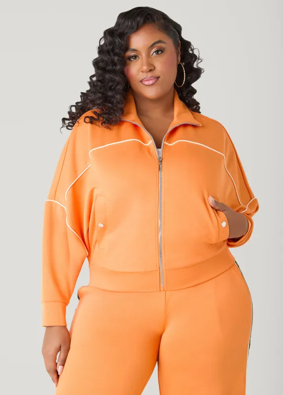Piped Jersey Track Jacket sold by Ashley Stewart