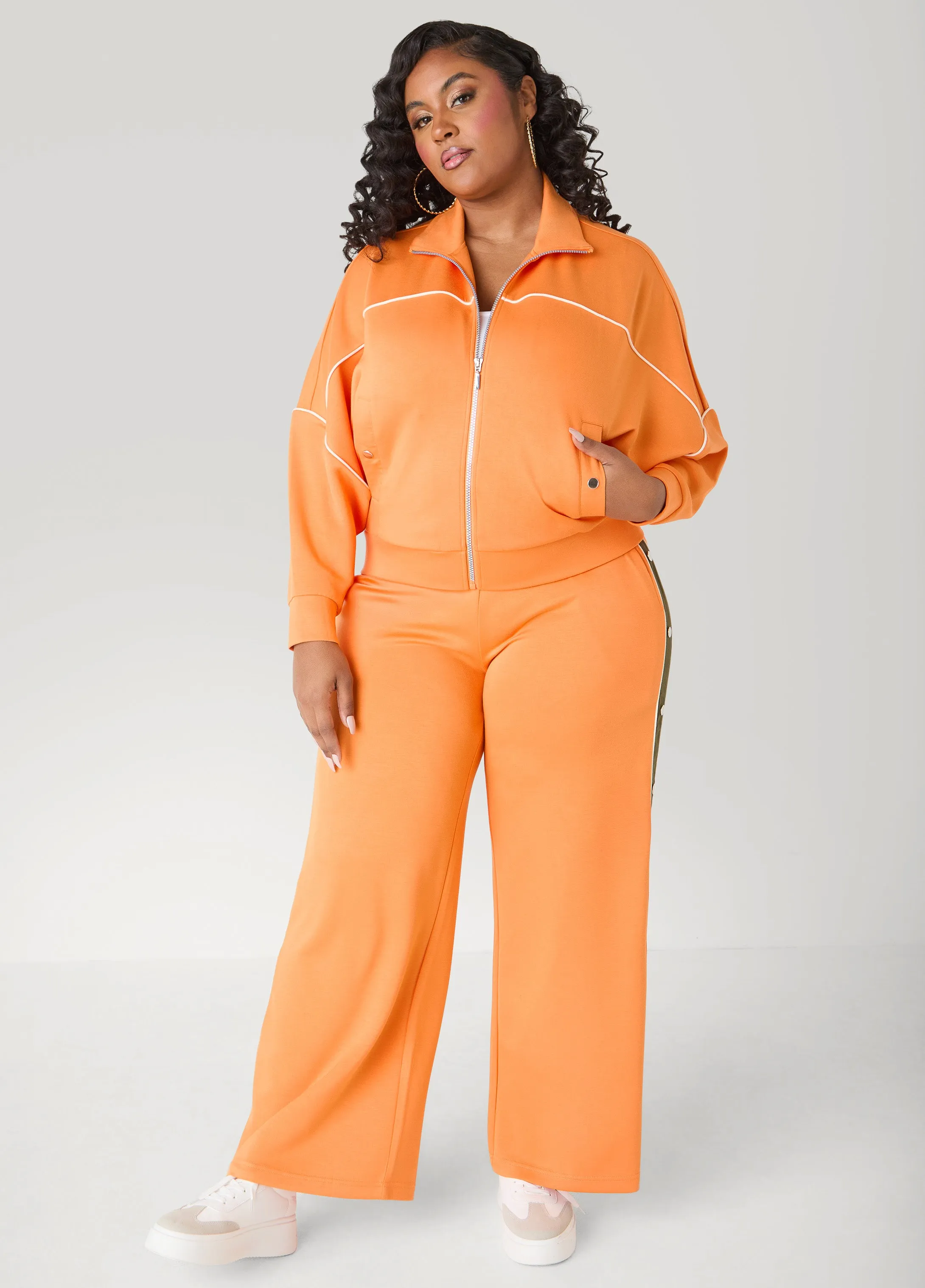 Snap Detailed Jersey Track Pants sold by Ashley Stewart product image thumbnail 4