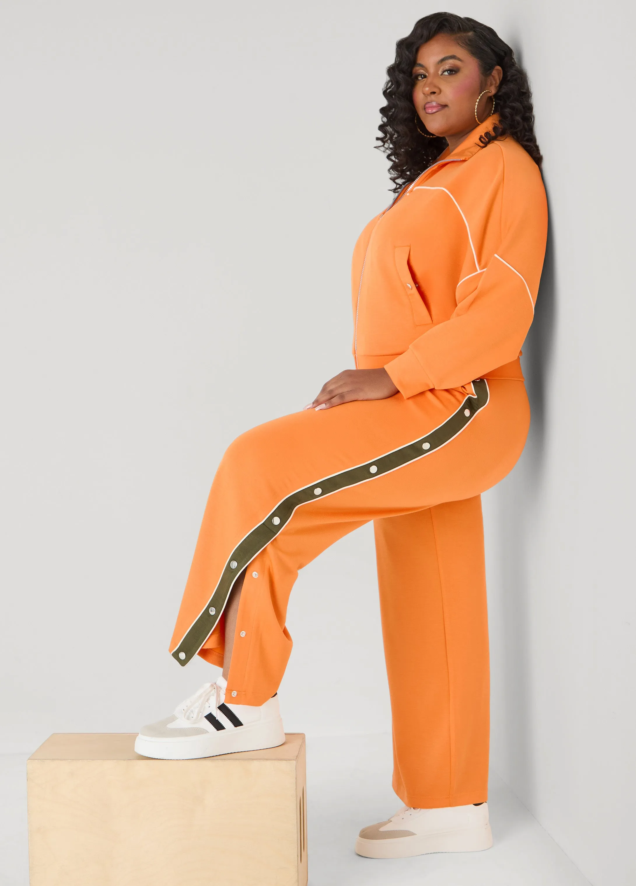 Snap Detailed Jersey Track Pants sold by Ashley Stewart
