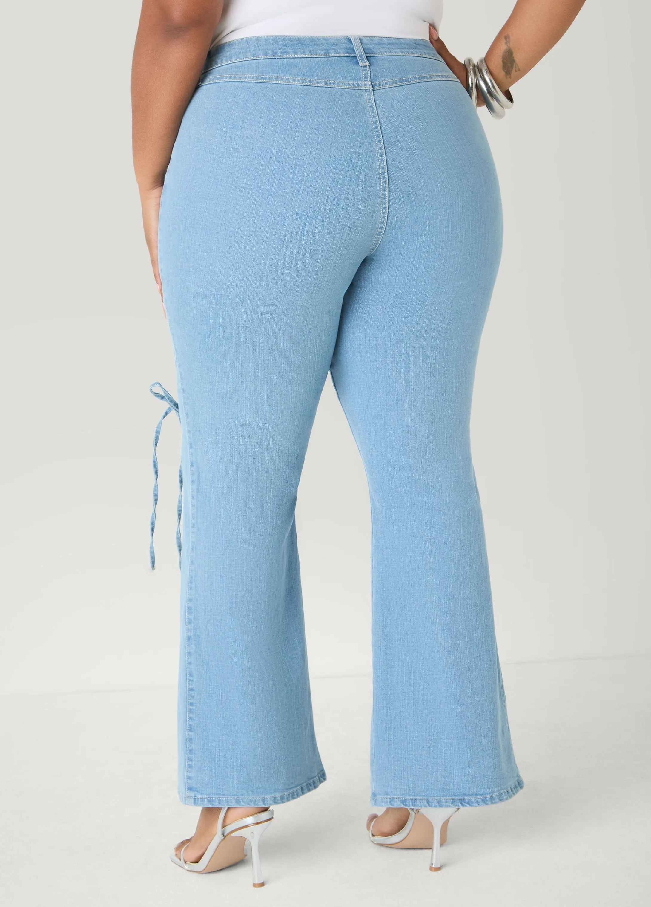 Lace Up Flared Jeans sold by Ashley Stewart product image thumbnail 2