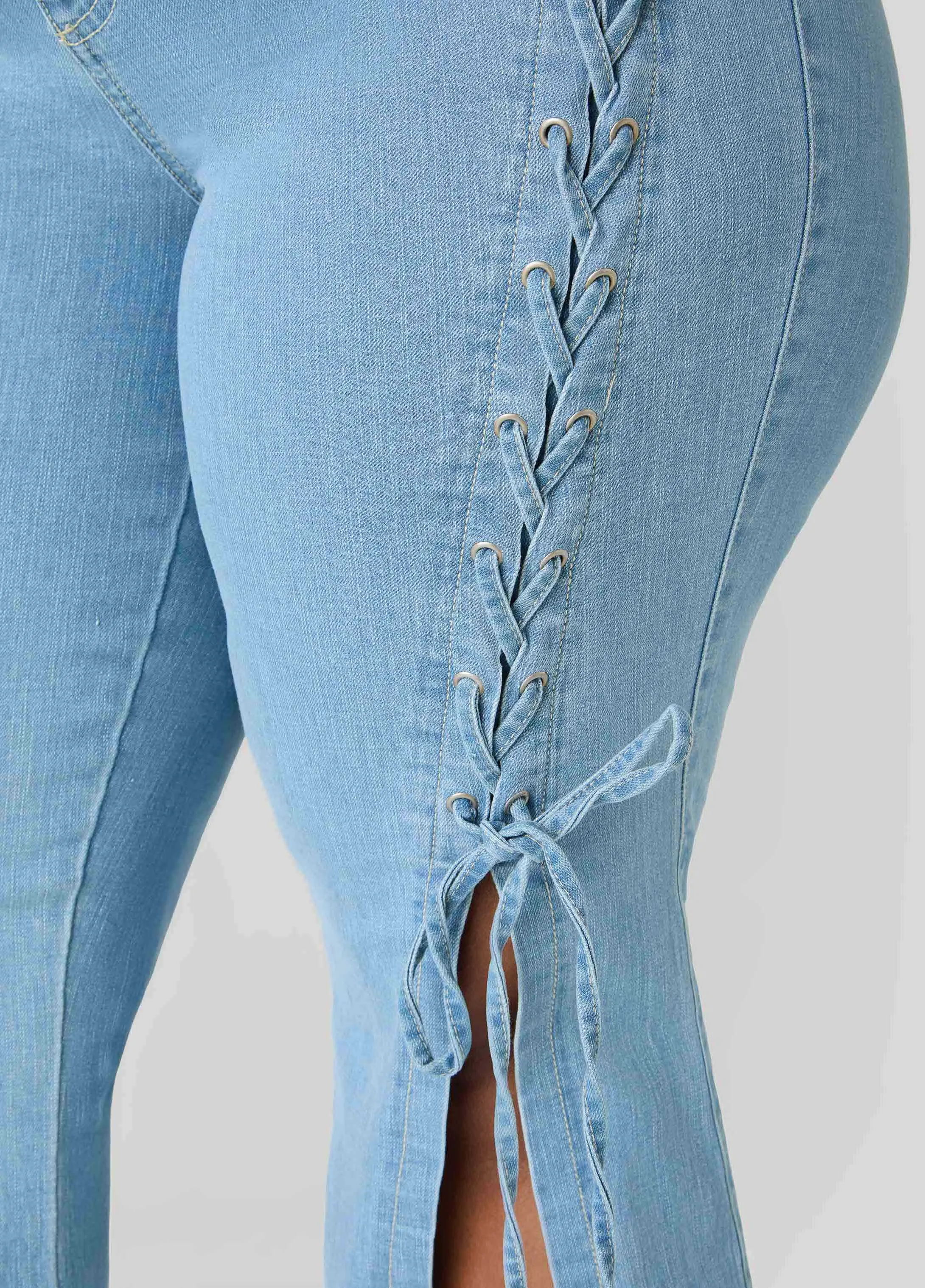 Lace Up Flared Jeans sold by Ashley Stewart product image thumbnail 5