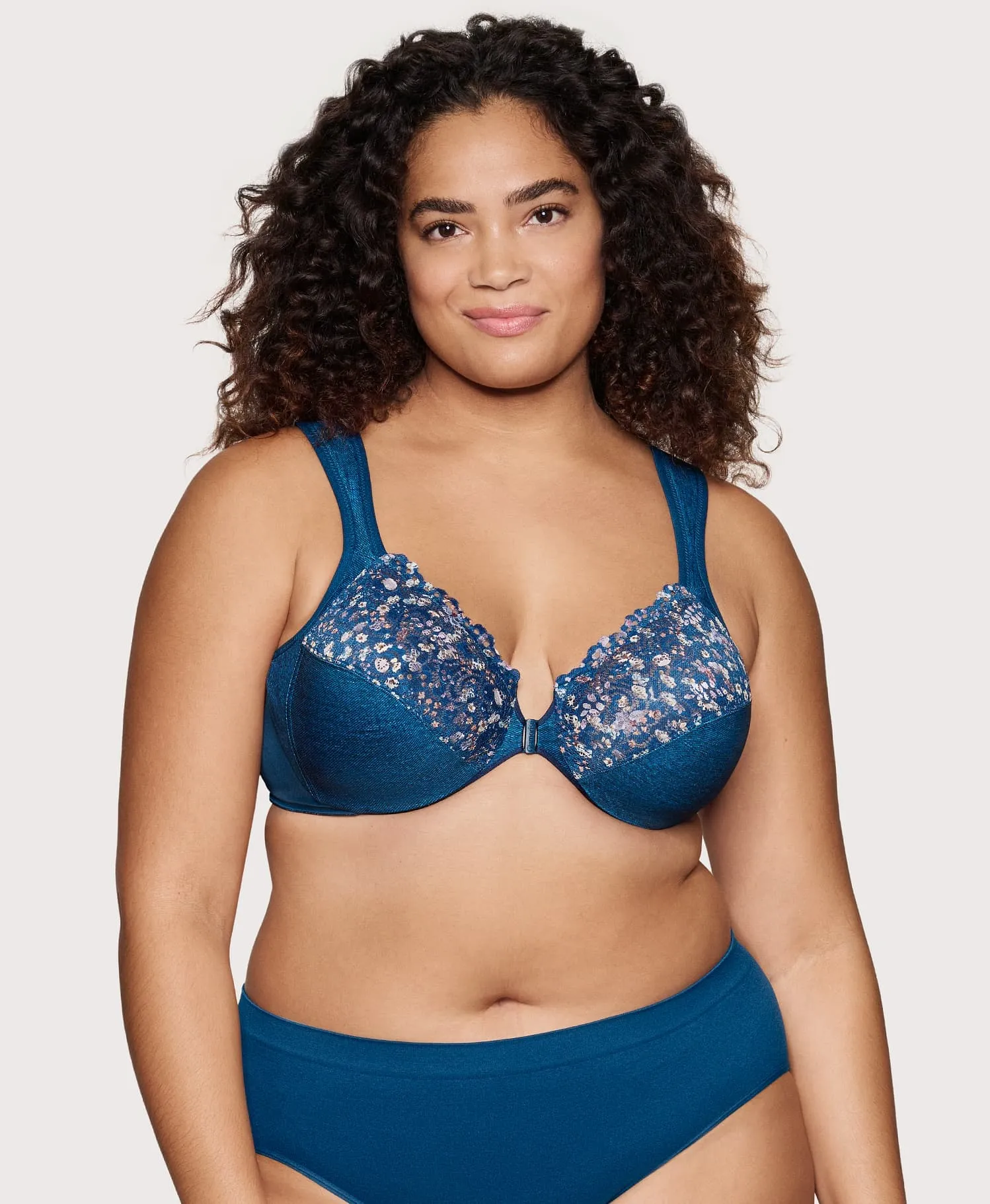 Front-Closure WonderWire Bra Dark Denim sold by Ashley Stewart