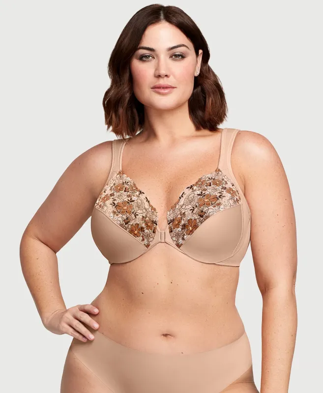Front-Closure WonderWire Bra Cafe Print sold by Ashley Stewart