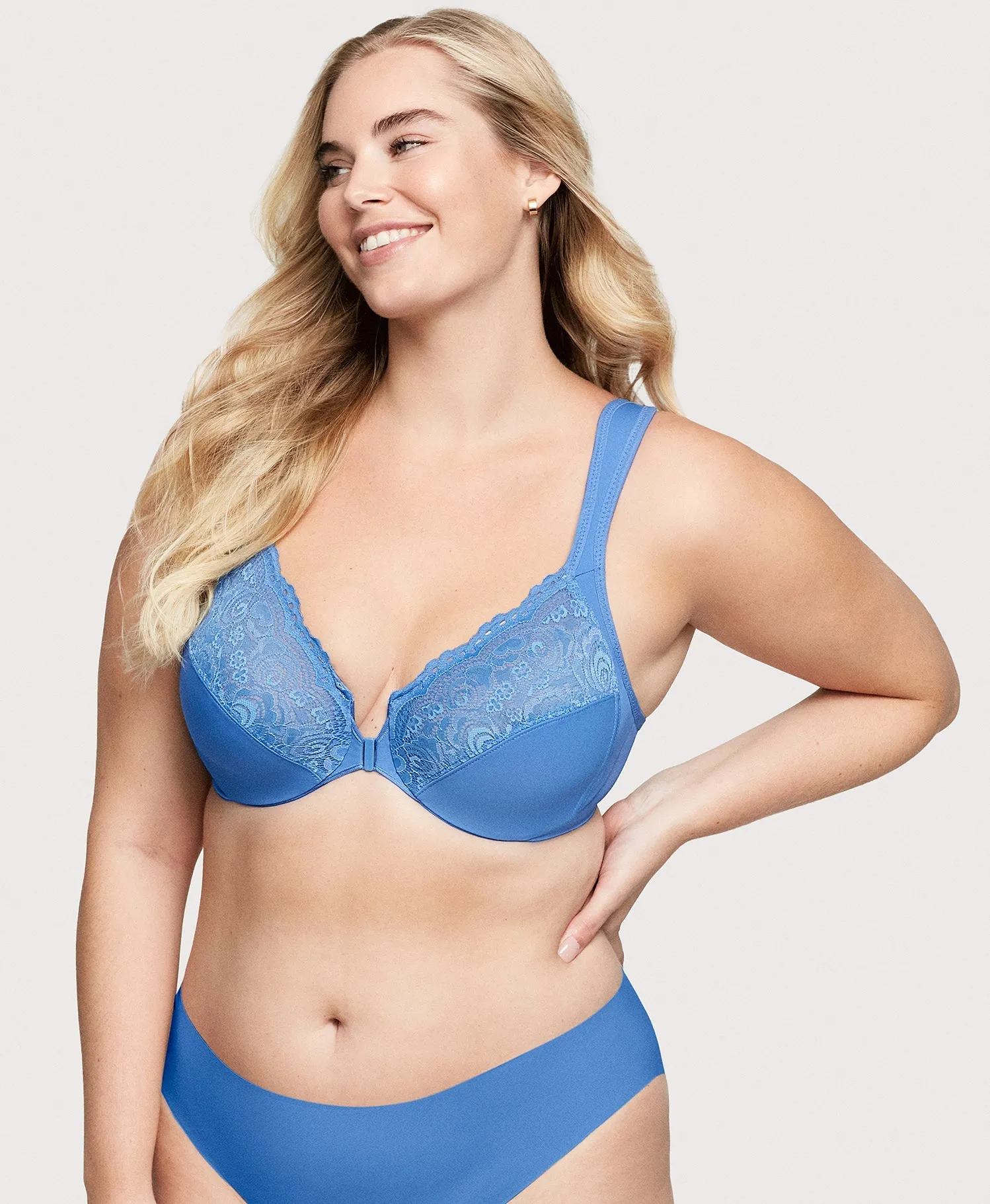 Front-Closure WonderWire Bra Blue Azure sold by Ashley Stewart