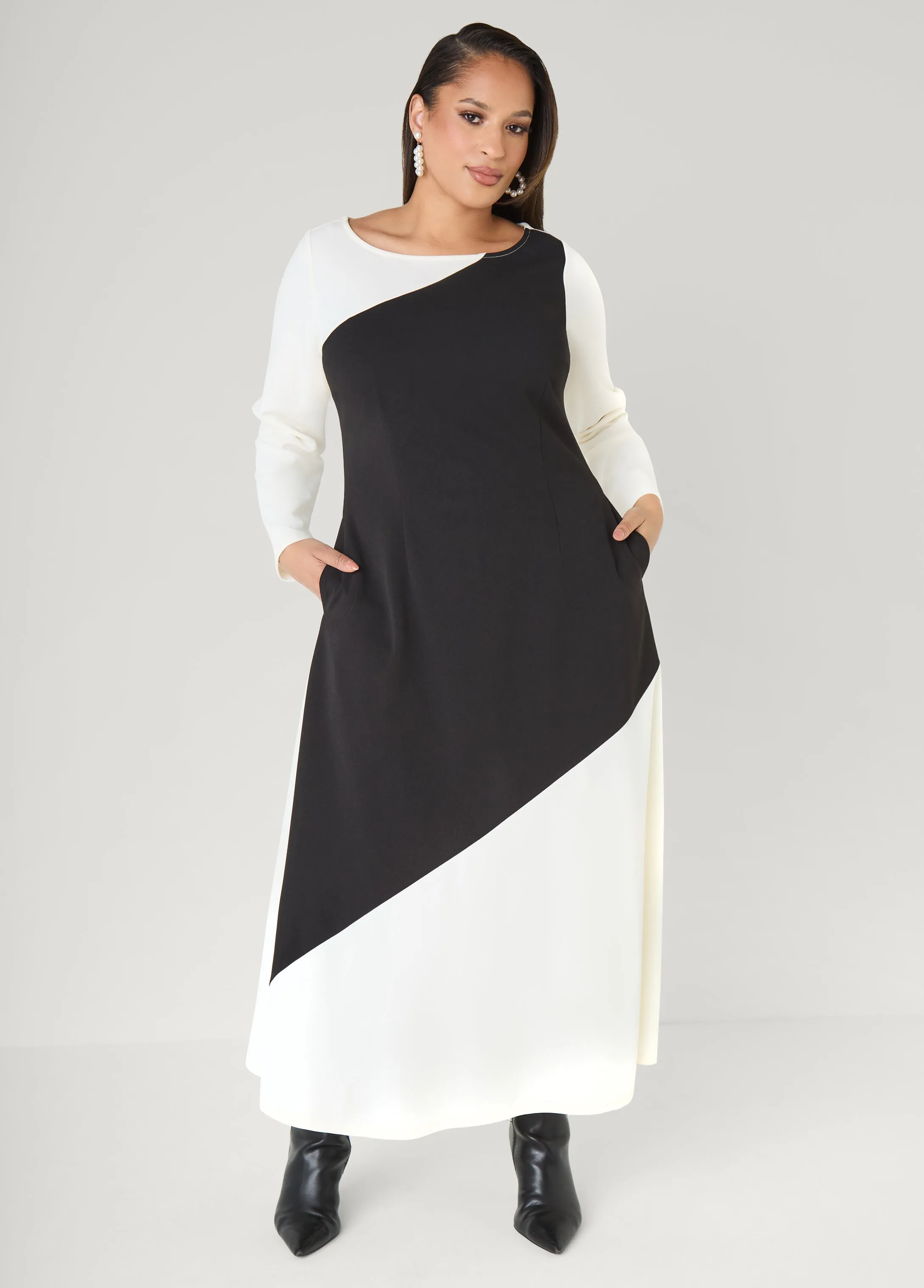 Two Tone Maxi A Line Dress sold by Ashley Stewart product image thumbnail 4