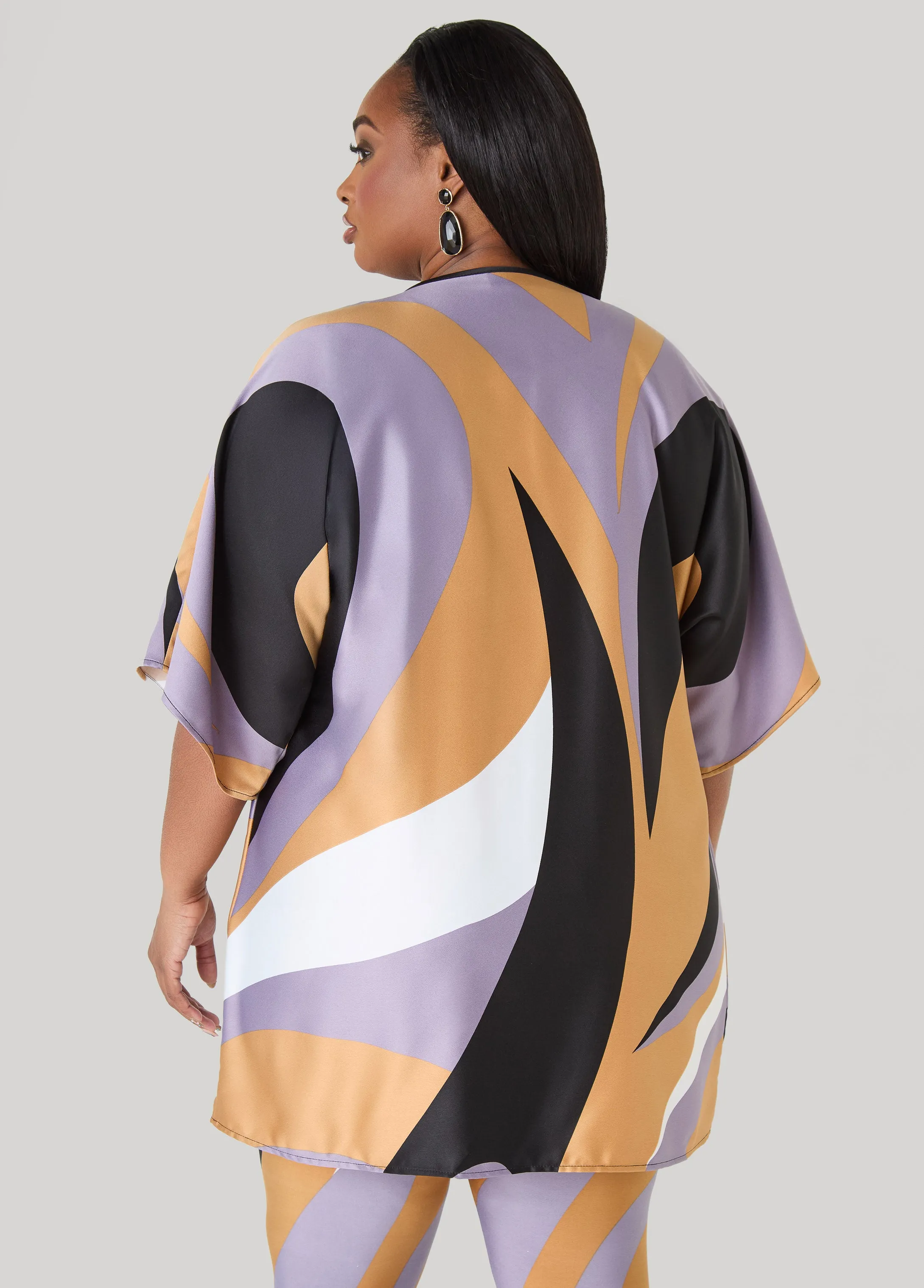 Swirl Print Satin Kimono sold by Ashley Stewart product image thumbnail 2