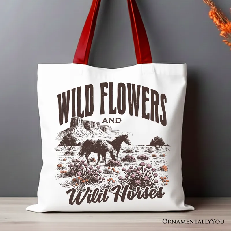 Wild Flowers And Horses Tote Bag sold by Ashley Stewart