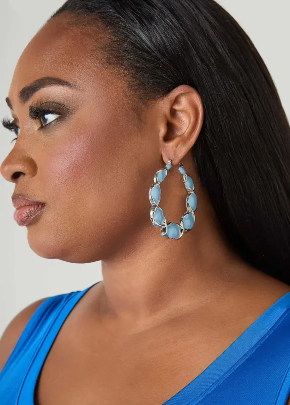 Twisted Stone Hoop Earrings sold by Ashley Stewart