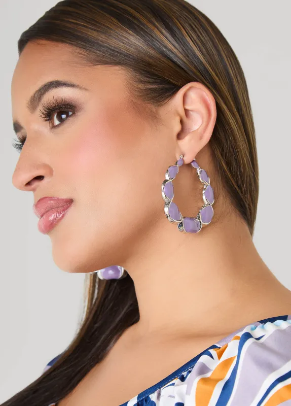 Stone Twisted Hoop Earrings sold by Ashley Stewart