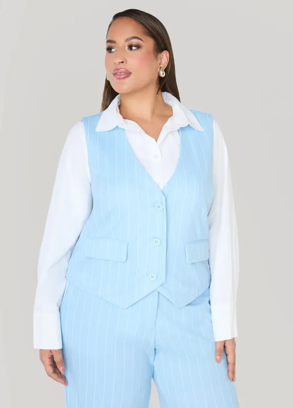 Striped Crepe Vest made by Ashley Stewart