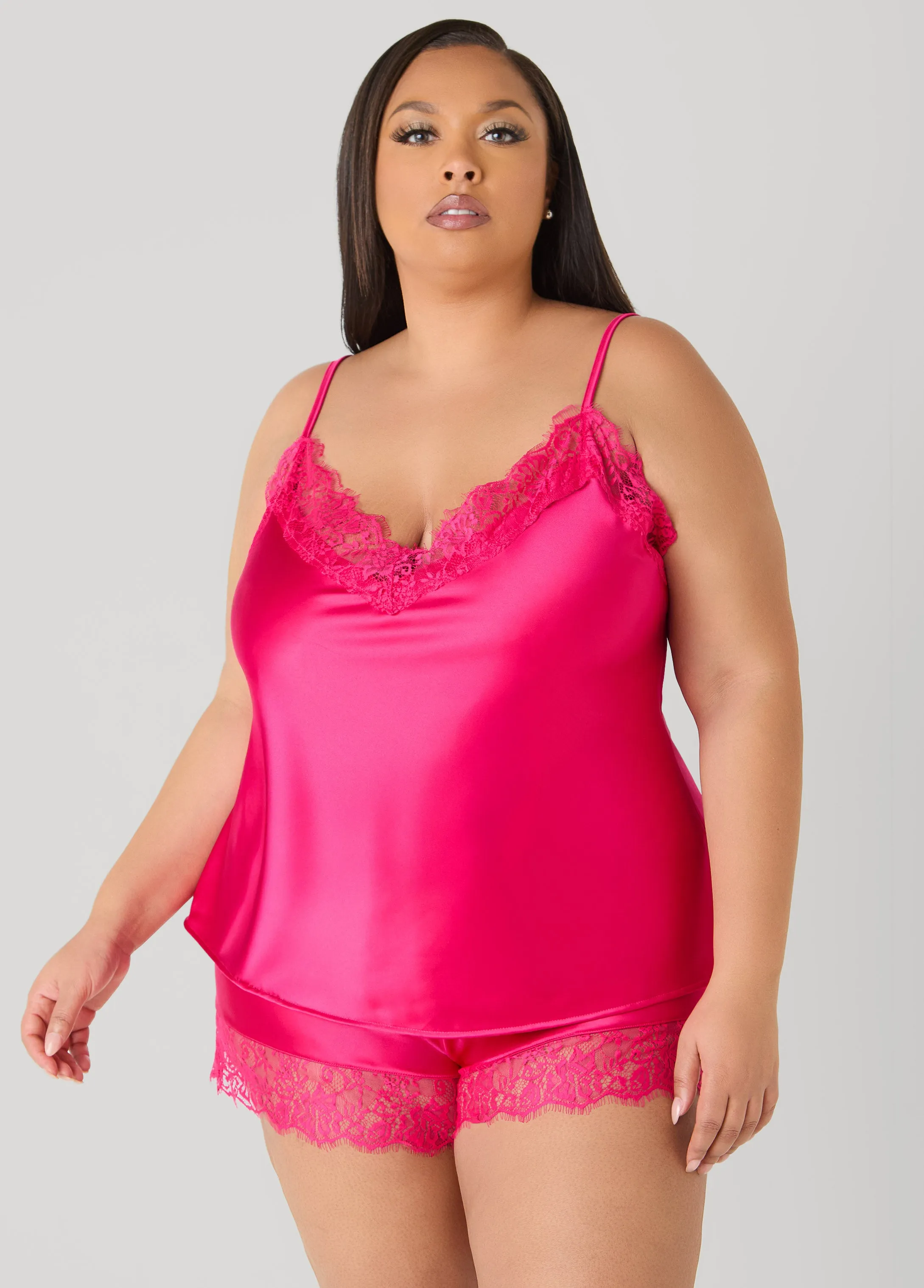 Lace Trimmed Cami And Shorts Set sold by Ashley Stewart product image thumbnail 3