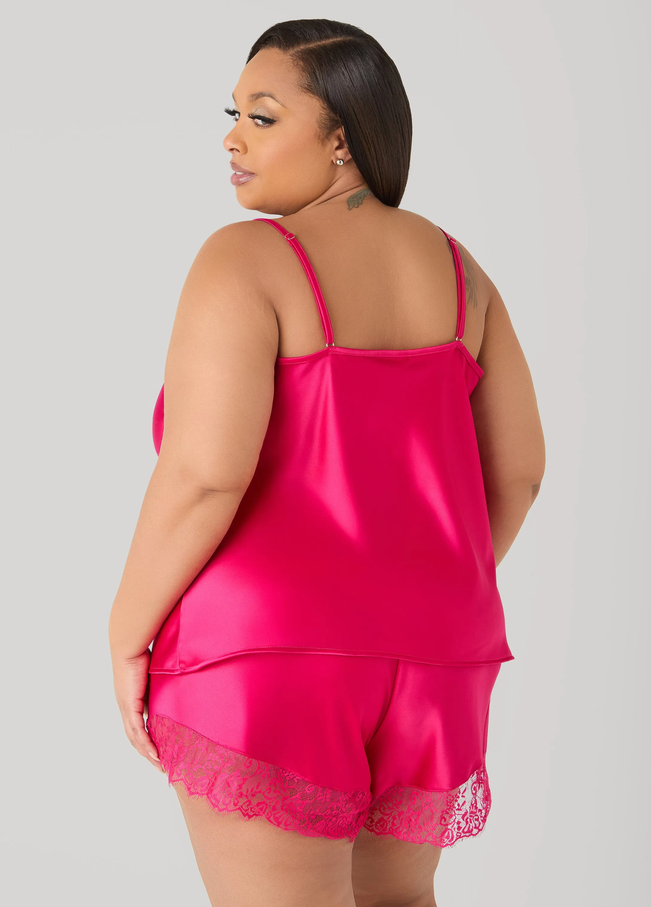 Lace Trimmed Cami And Shorts Set sold by Ashley Stewart product image thumbnail 2