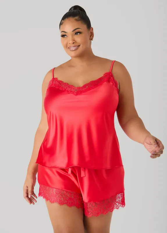 Lace Trimmed Satin PJs Set sold by Ashley Stewart