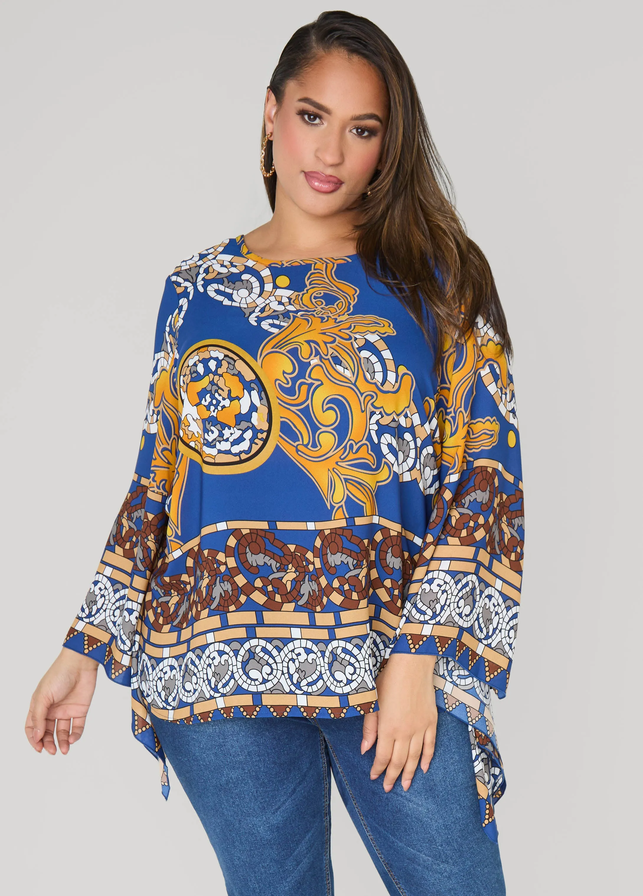 Printed Drama Sleeved Blouse sold by Ashley Stewart