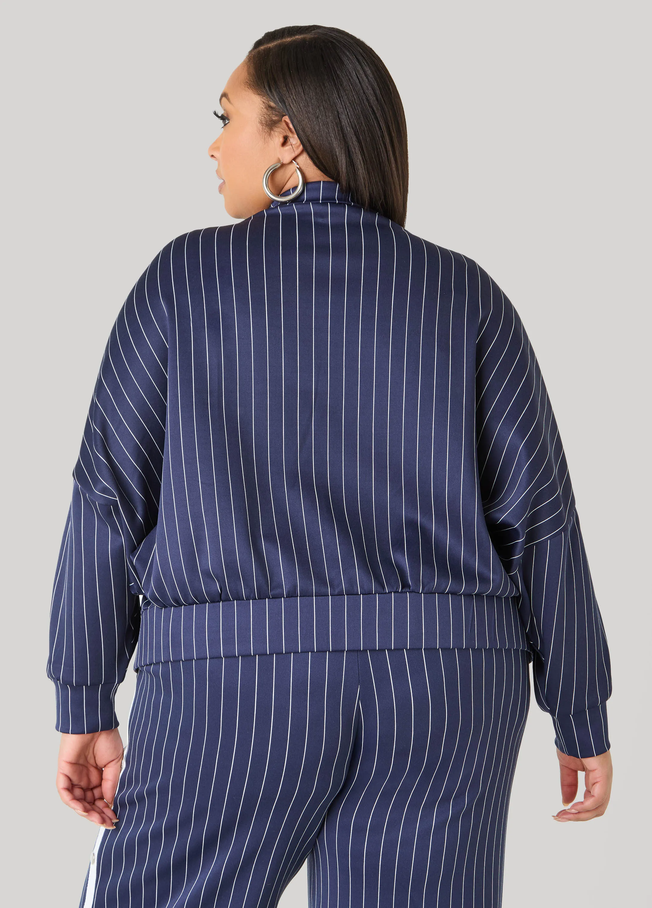 Pinstriped Track Jacket sold by Ashley Stewart product image thumbnail 5