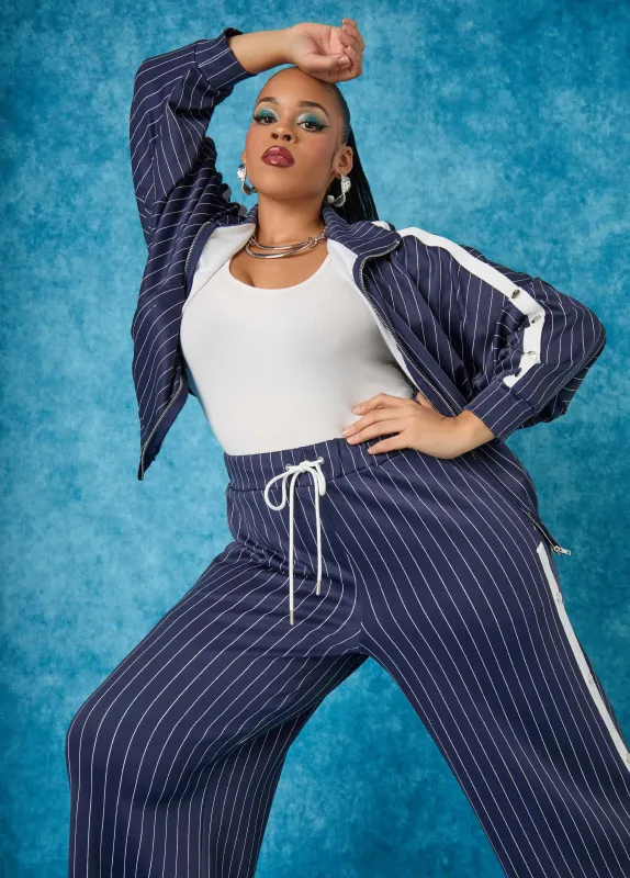 Pinstriped Track Jacket made by Ashley Stewart