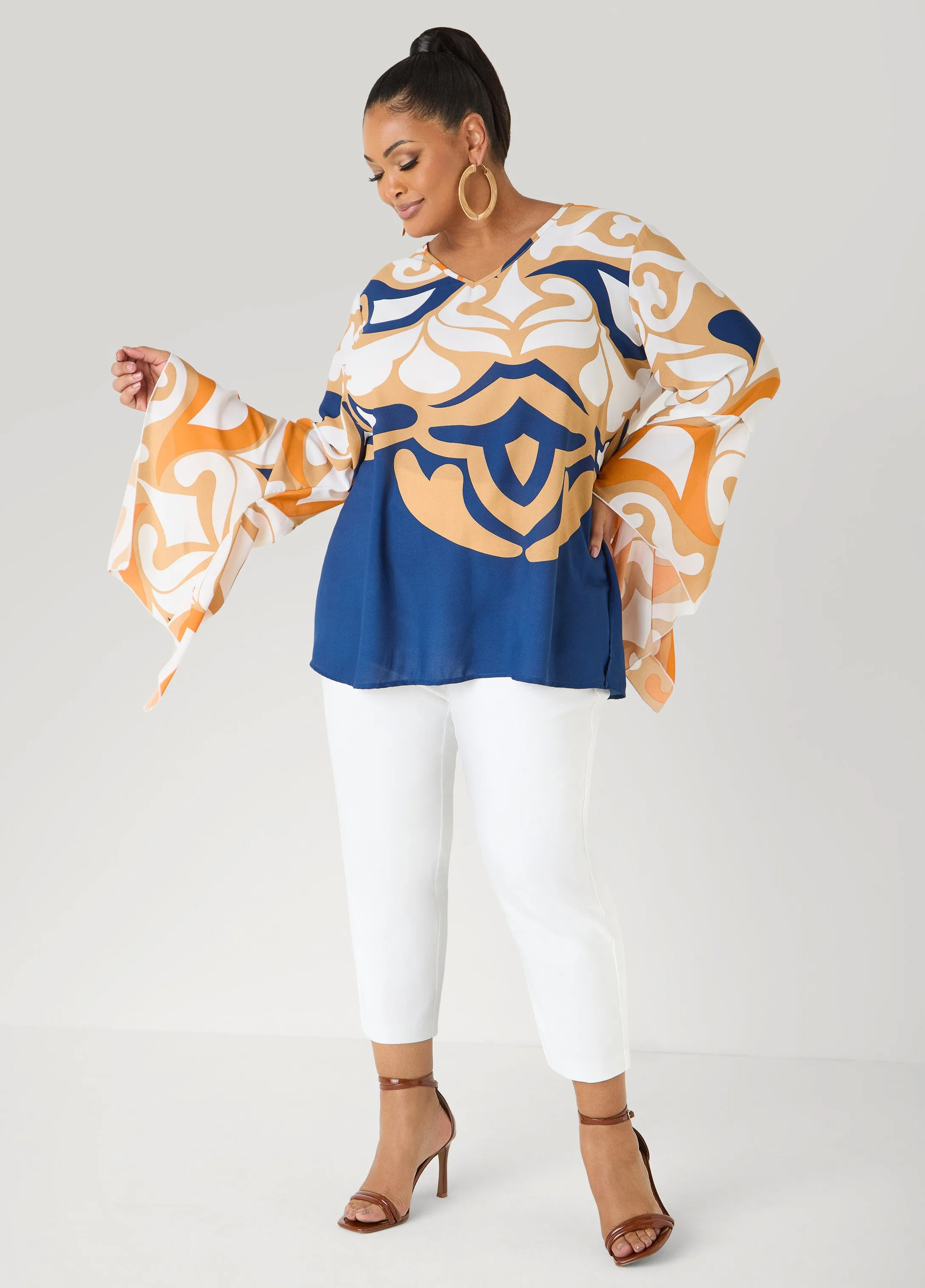 Printed Drama Sleeved Blouse sold by Ashley Stewart product image thumbnail 3