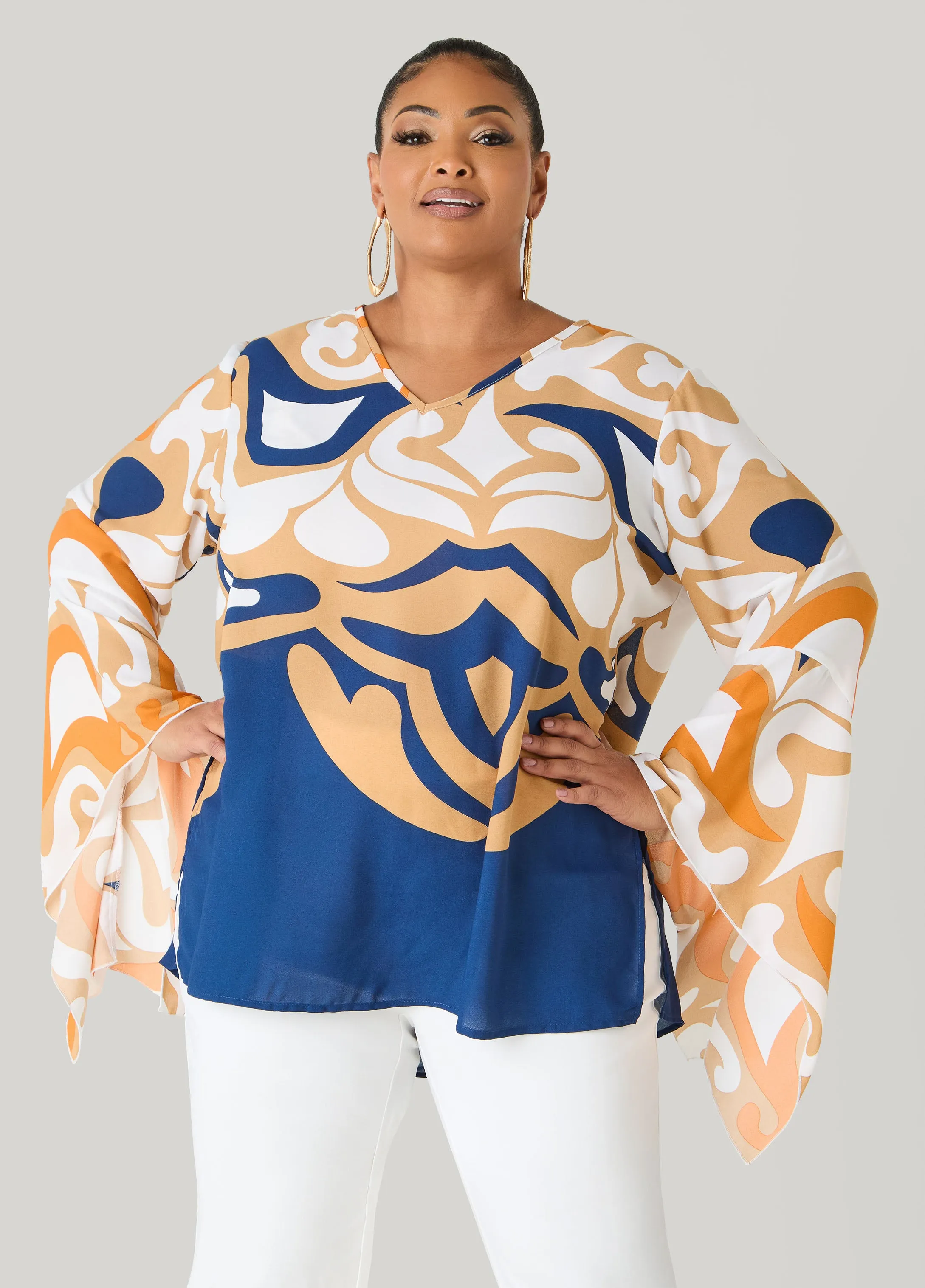 Printed Drama Sleeved Blouse sold by Ashley Stewart product image thumbnail 4