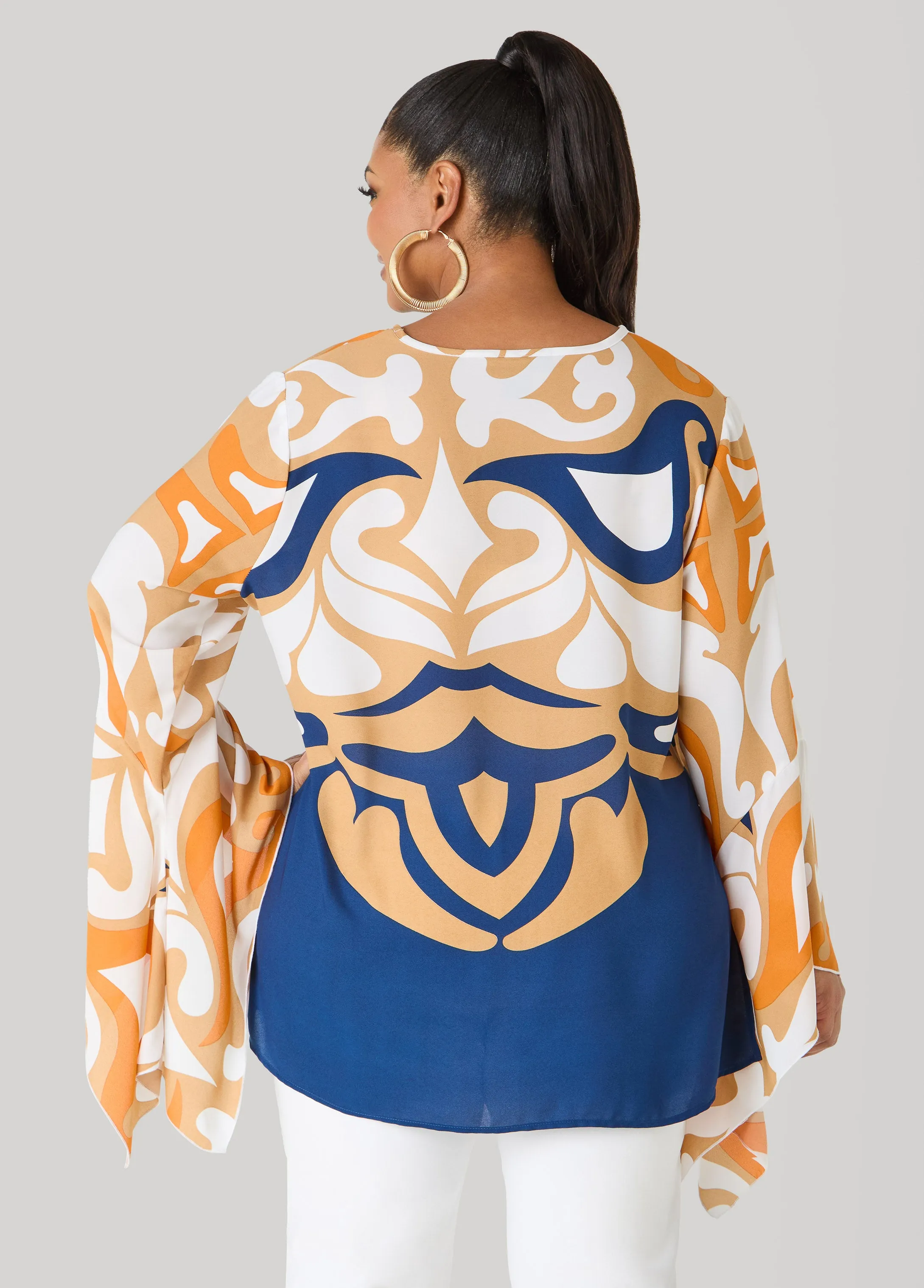 Printed Drama Sleeved Blouse sold by Ashley Stewart product image thumbnail 2