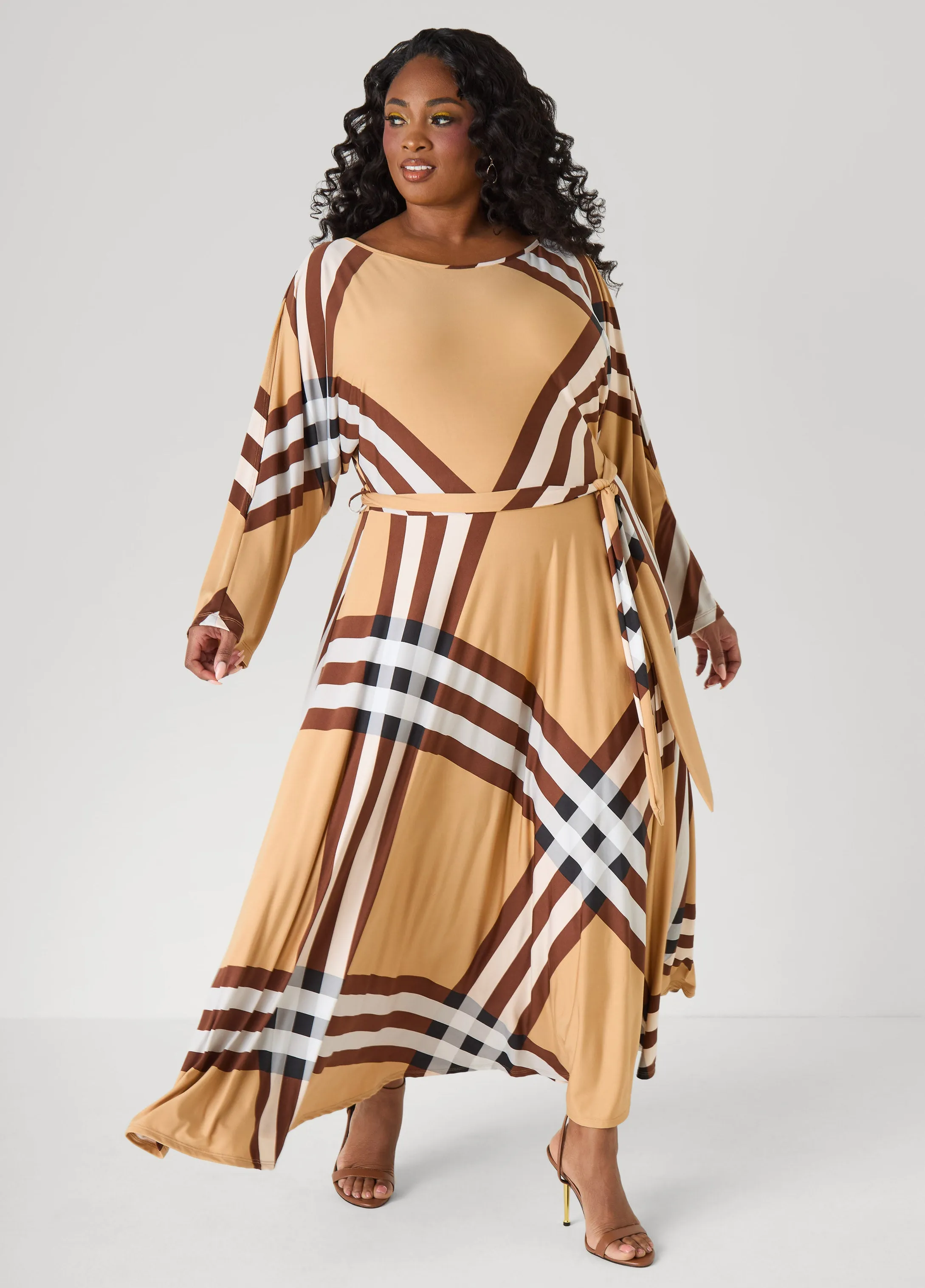 Plaid A Line Maxi Dress sold by Ashley Stewart