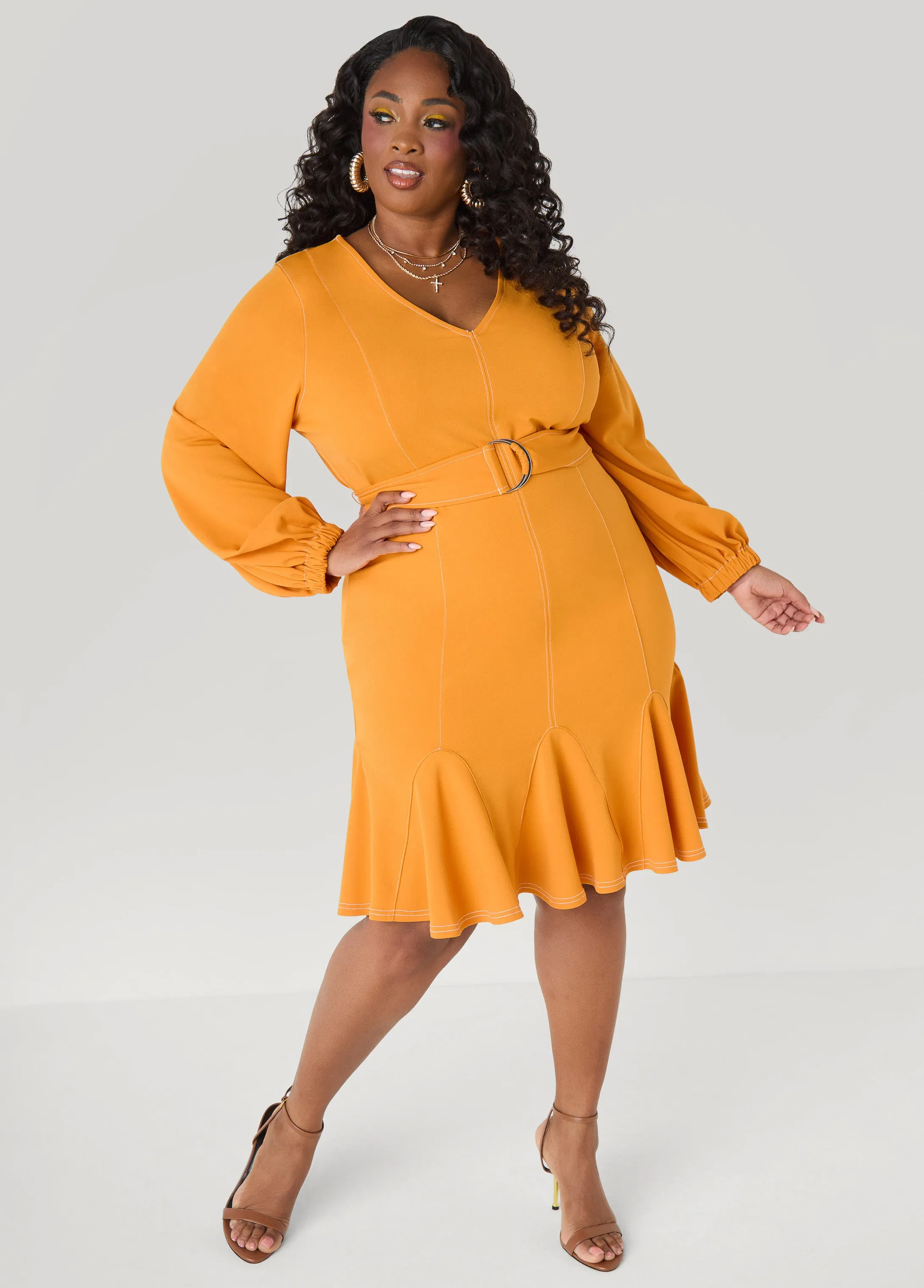 Flounced Seam Detailed Dress sold by Ashley Stewart
