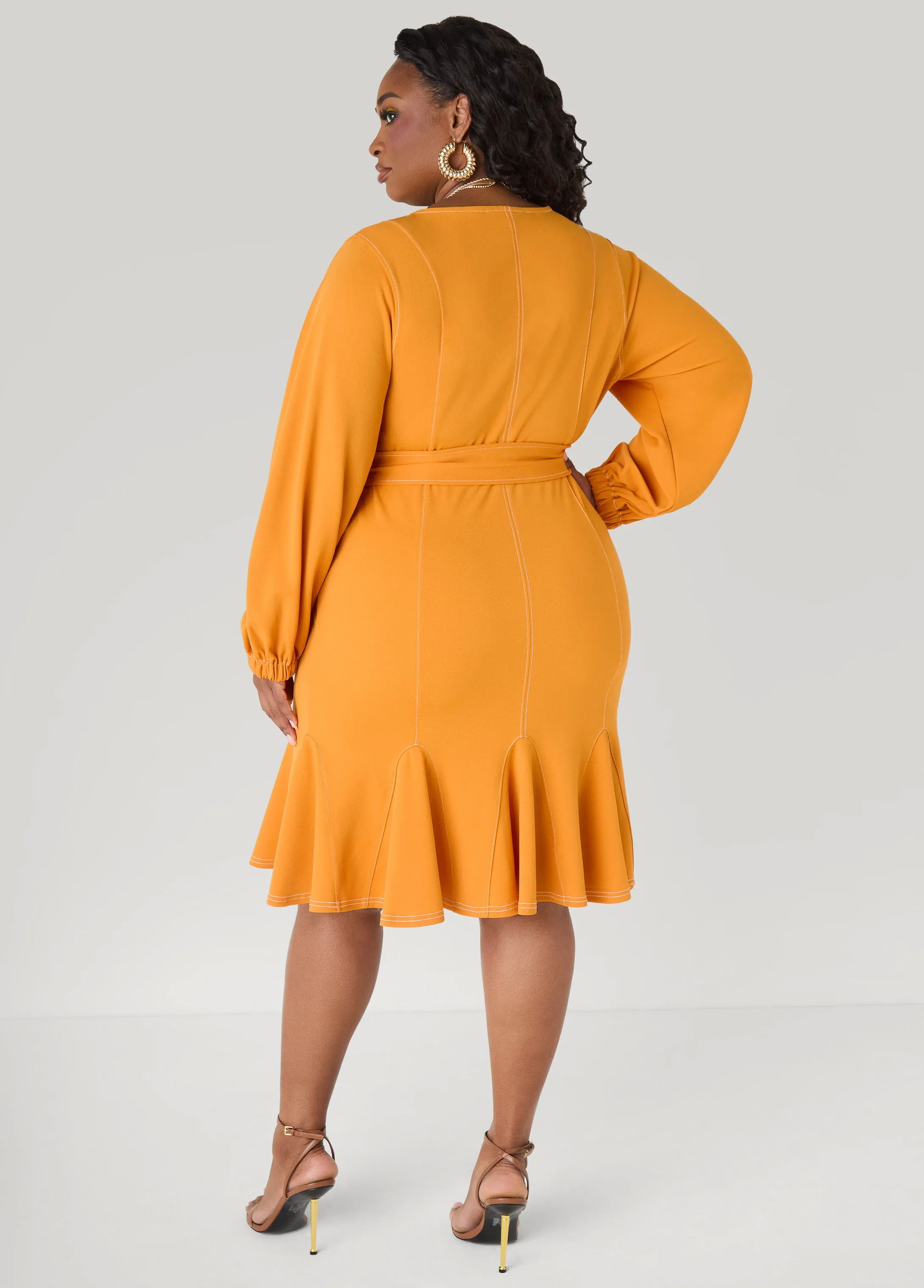 Flounced Seam Detailed Dress sold by Ashley Stewart product image thumbnail 2
