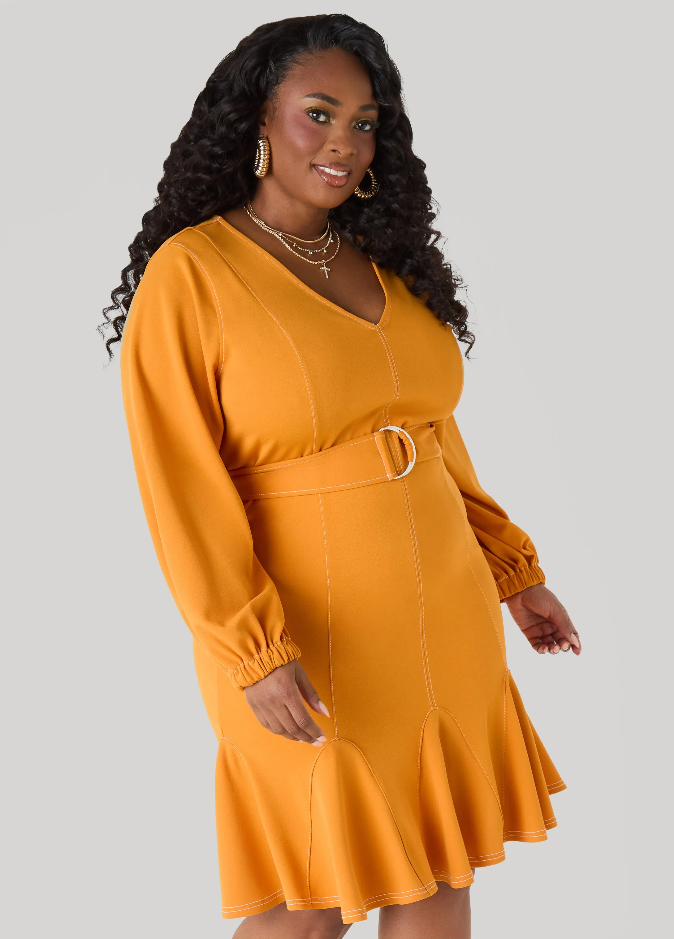 Flounced Seam Detailed Dress sold by Ashley Stewart product image thumbnail 4