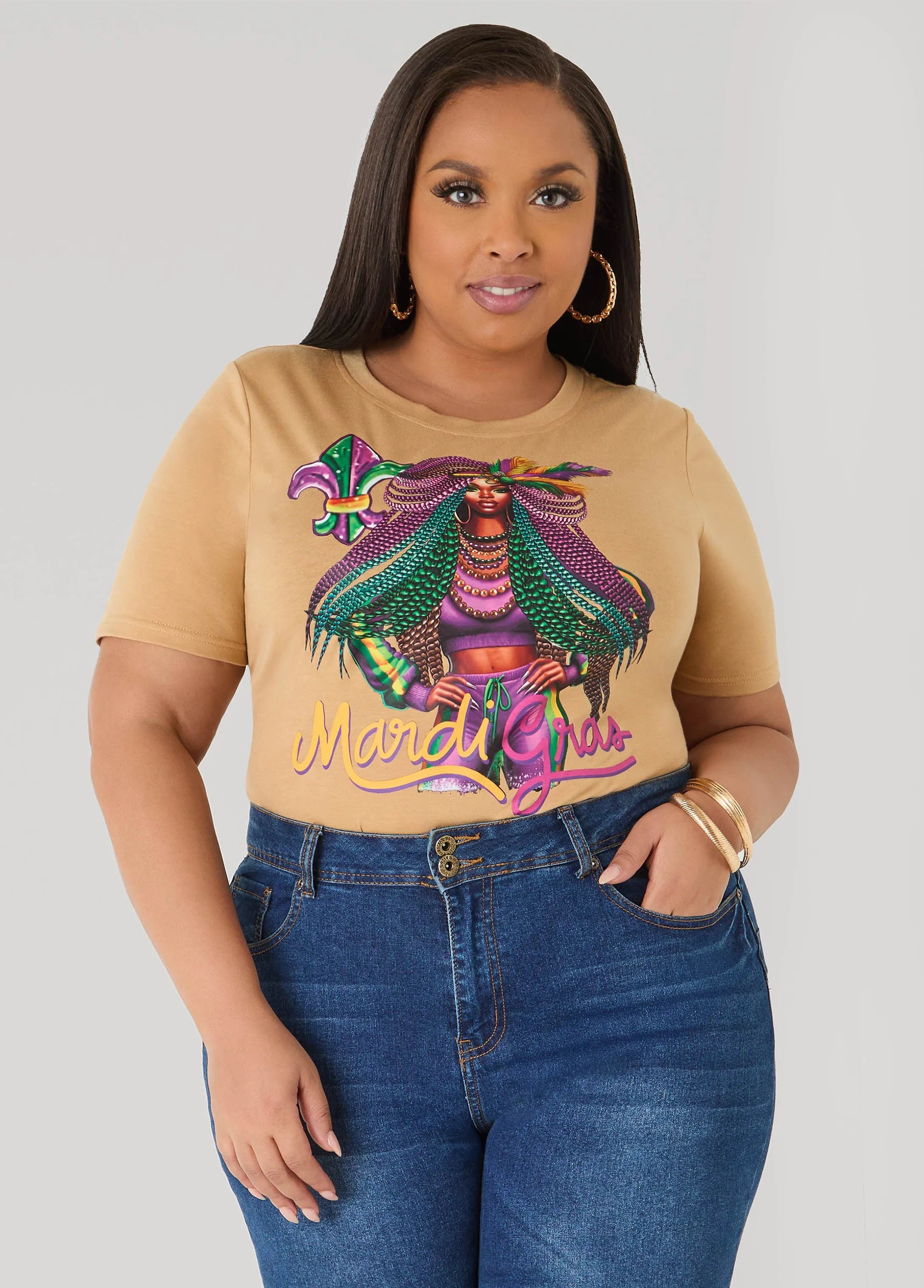 Mardi Gras Graphic Tee sold by Ashley Stewart