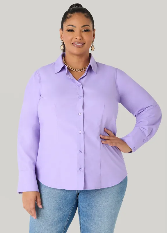 Collared Button Front Shirt made by Ashley Stewart