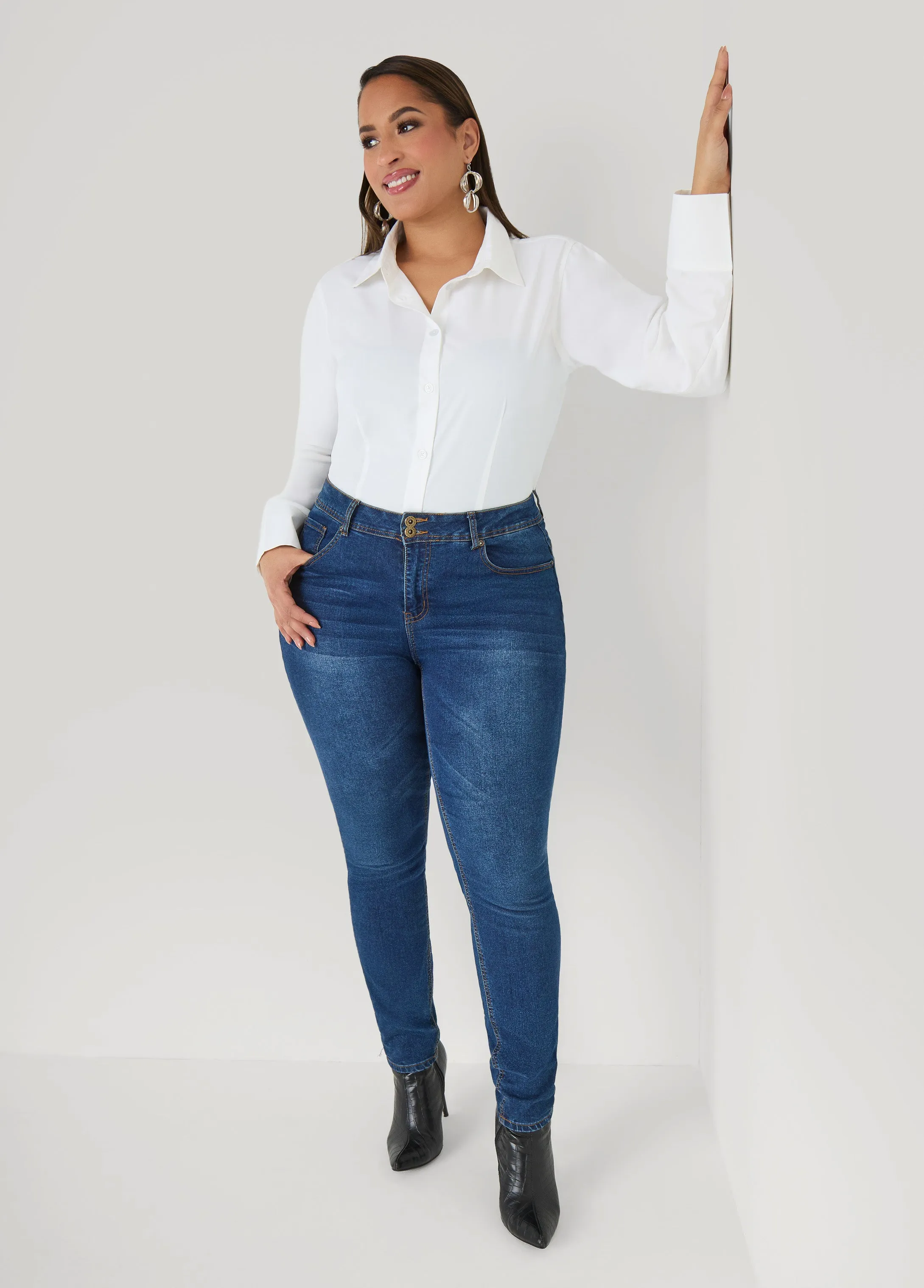 Tall Cotton Blend Collared Shirt sold by Ashley Stewart product image thumbnail 3