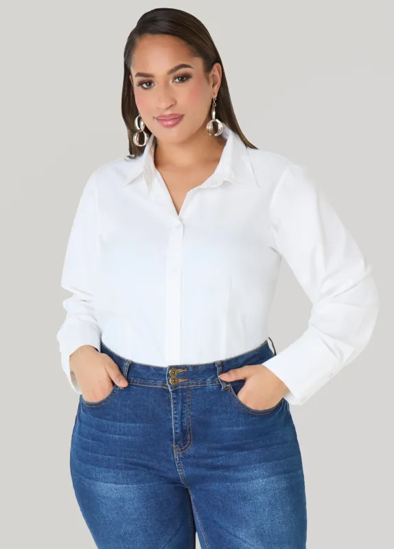 Tall Cotton Blend Collared Shirt made by Ashley Stewart